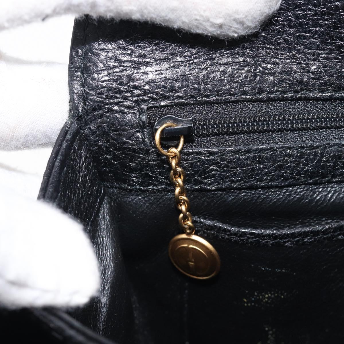 GUCCI Bamboo Hand Bag Leather Black Gold 000 926 0175 Auth ep15867A