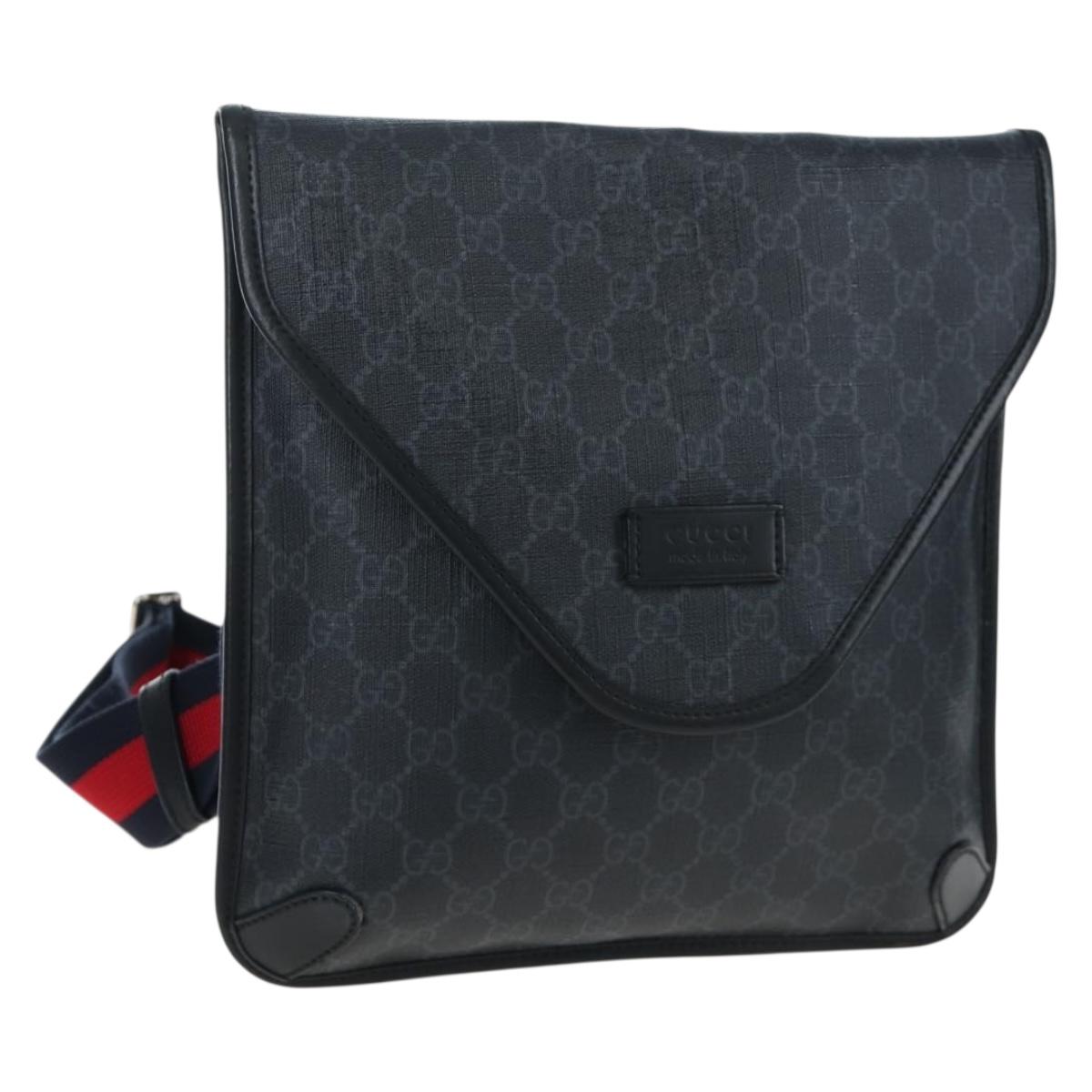 GUCCI GG Supreme Sherry Line Shoulder Bag PVC Black 599521 Auth ep15871A