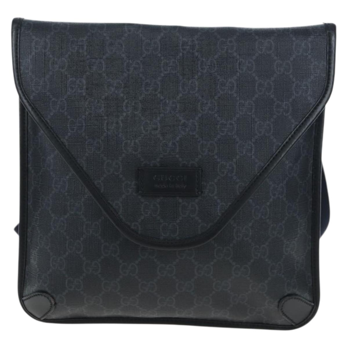GUCCI GG Supreme Sherry Line Shoulder Bag PVC Black 599521 Auth ep15871A