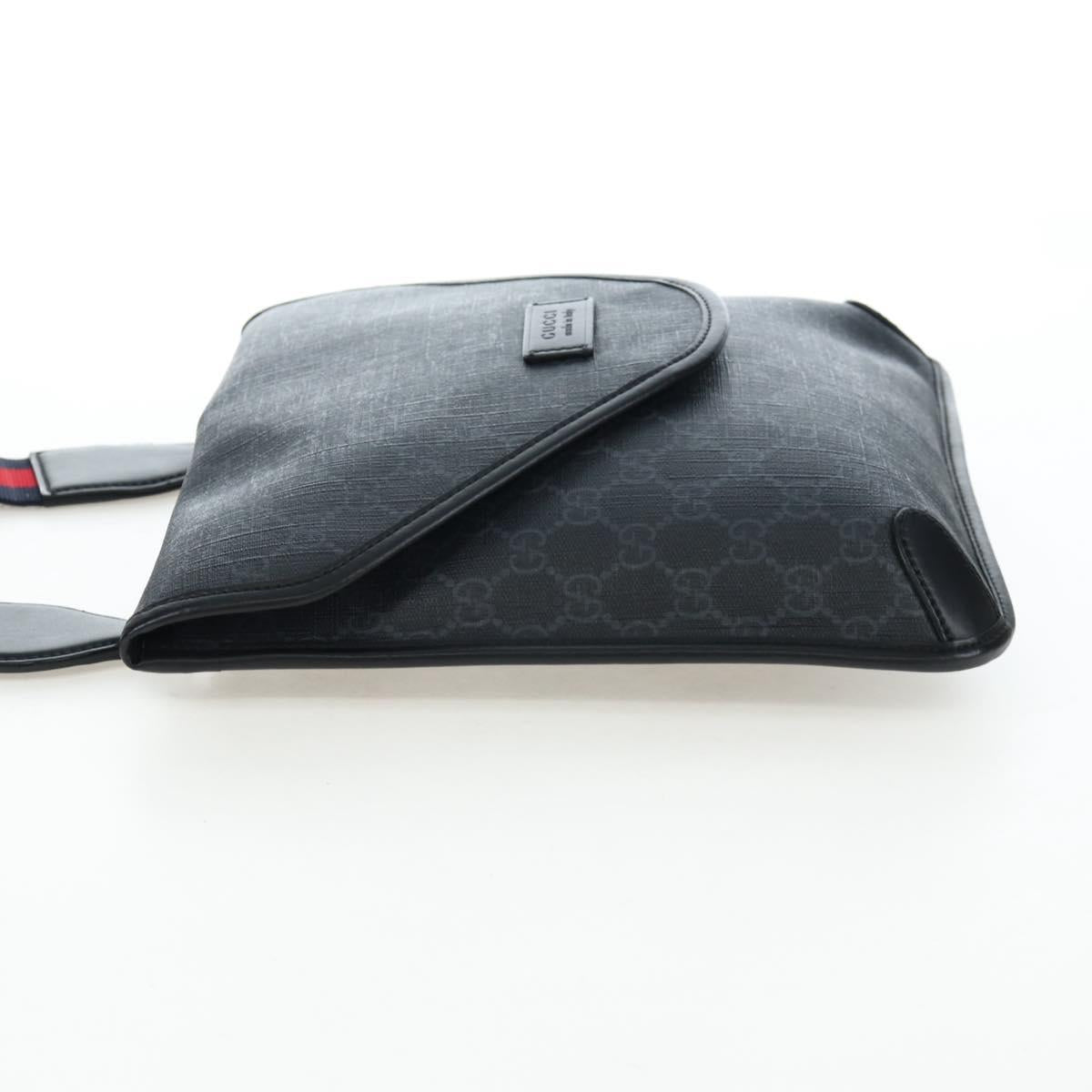 GUCCI GG Supreme Sherry Line Shoulder Bag PVC Black 599521 Auth ep15871A