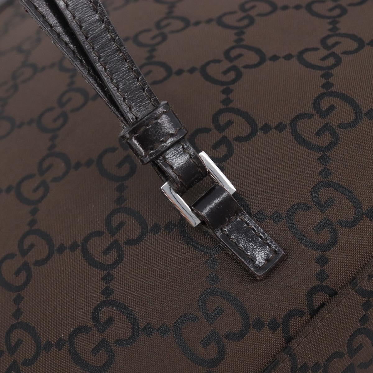 GUCCI GG Canvas Shoulder Bag Dark Brown Silver 003 0220 Auth ep15872