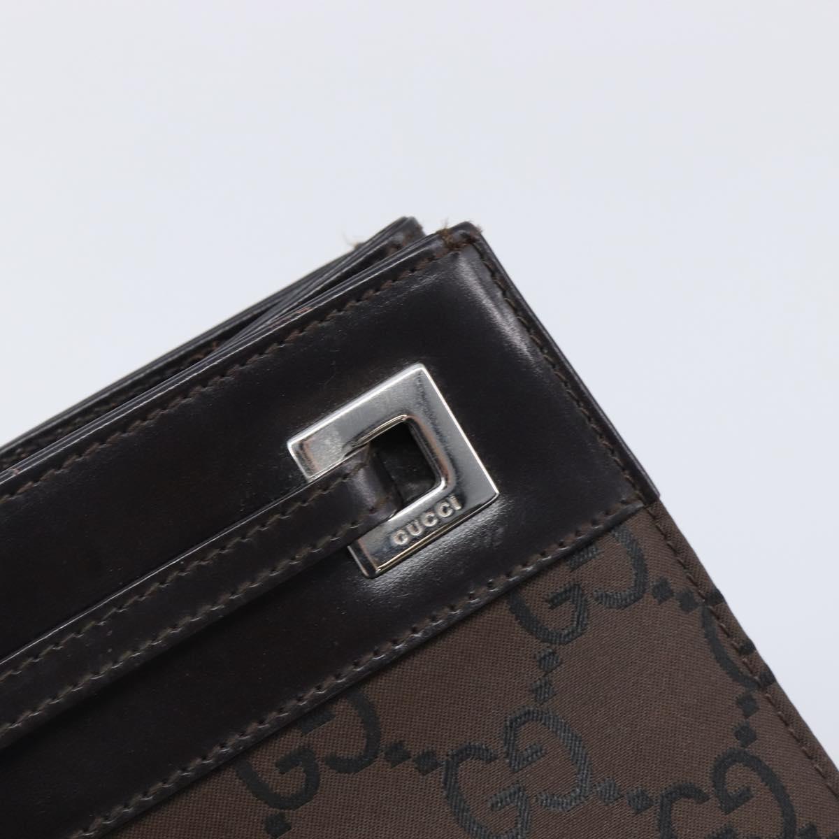 GUCCI GG Canvas Shoulder Bag Dark Brown Silver 003 0220 Auth ep15872