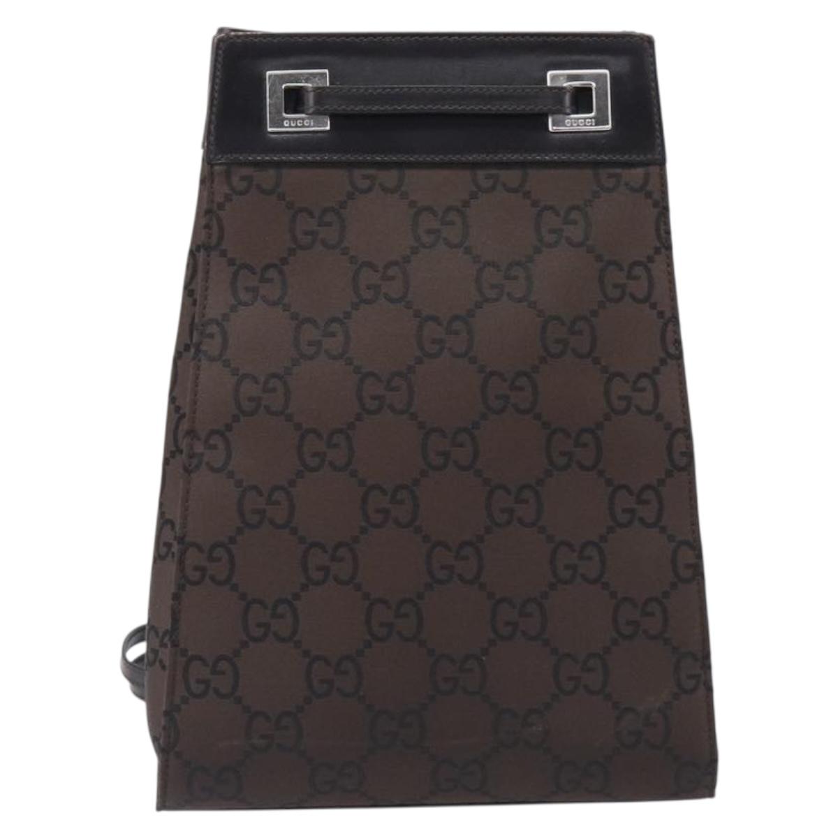 GUCCI GG Canvas Shoulder Bag Dark Brown Silver 003 0220 Auth ep15872