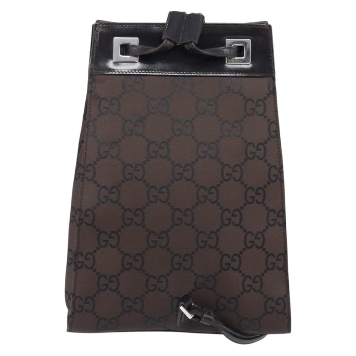 GUCCI GG Canvas Shoulder Bag Dark Brown Silver 003 0220 Auth ep15872