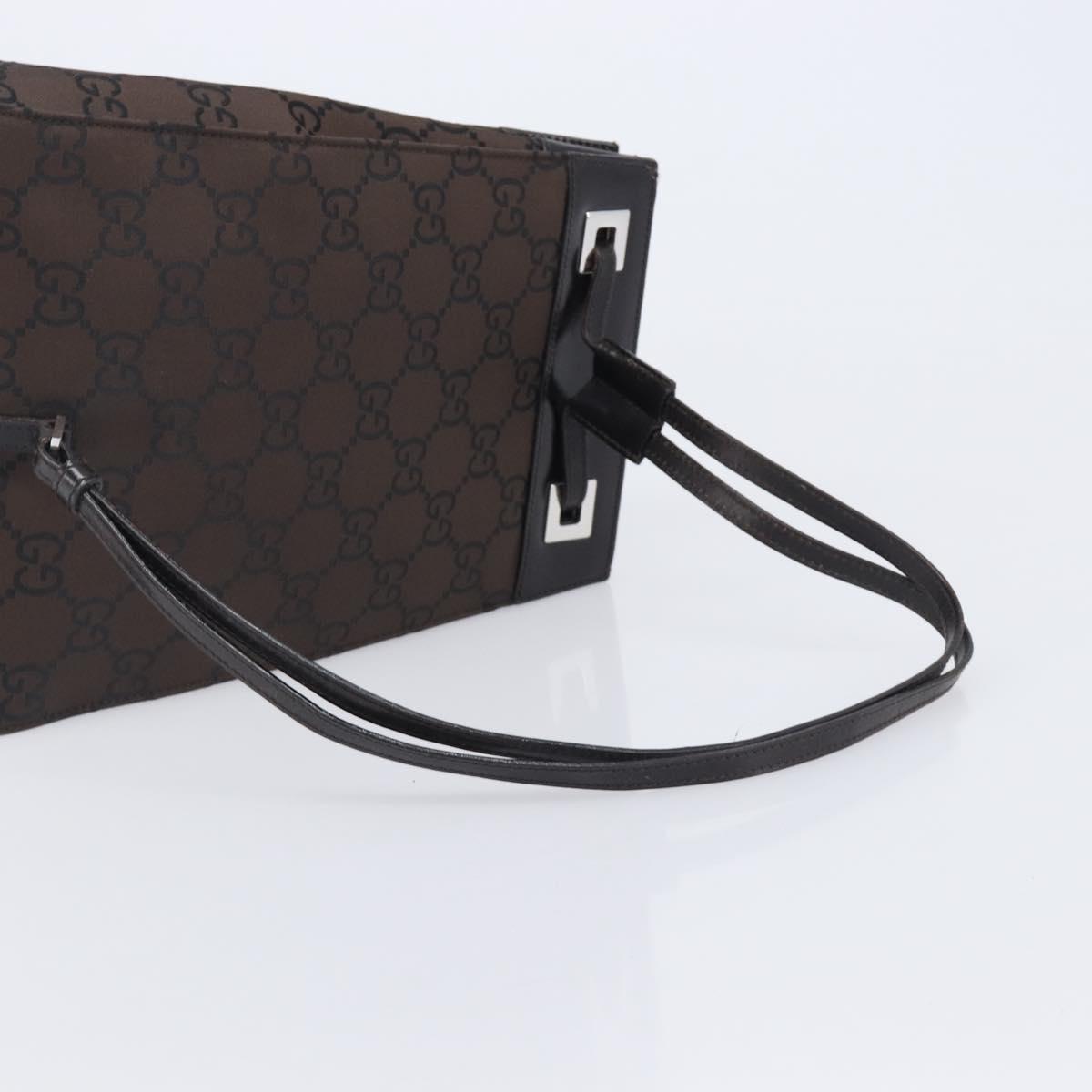 GUCCI GG Canvas Shoulder Bag Dark Brown Silver 003 0220 Auth ep15872