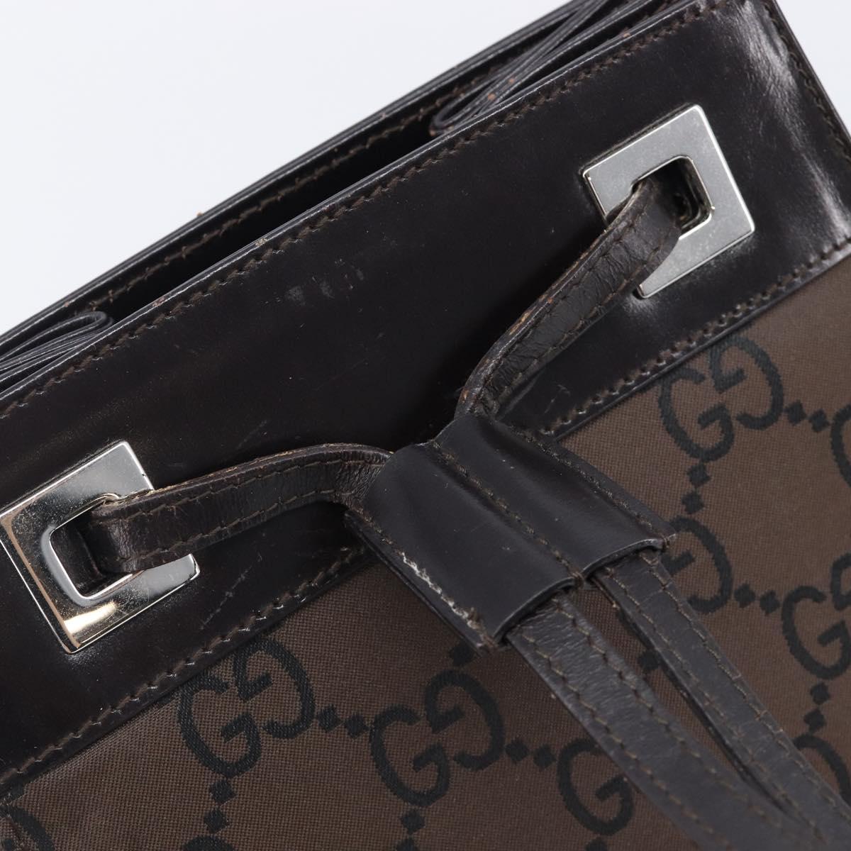 GUCCI GG Canvas Shoulder Bag Dark Brown Silver 003 0220 Auth ep15872
