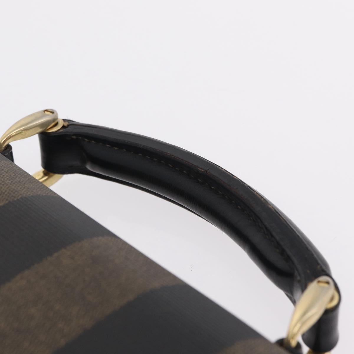 FENDI Pecan Canvas Business Bag PVC Brown Black gold Auth ep15873
