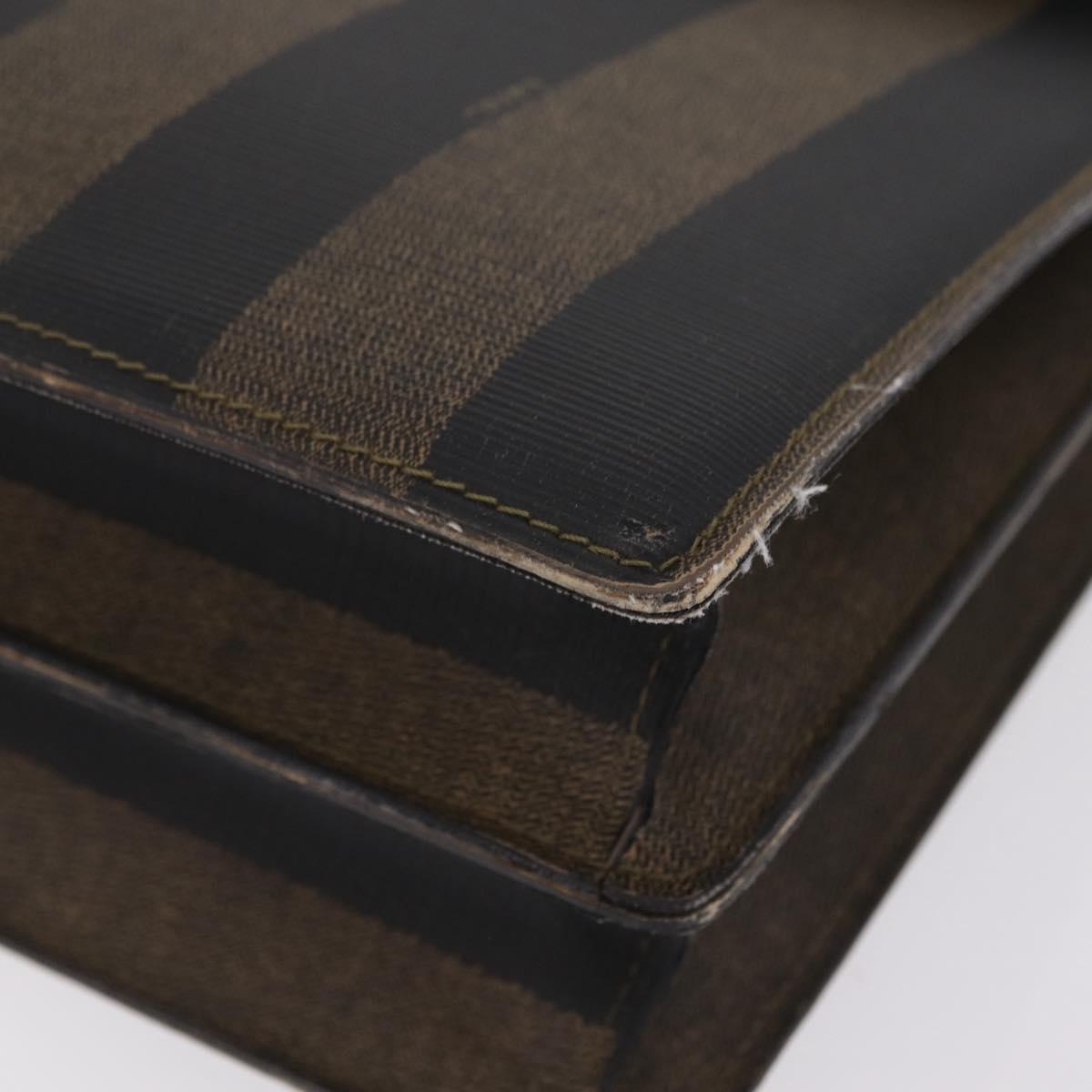 FENDI Pecan Canvas Business Bag PVC Brown Black gold Auth ep15873