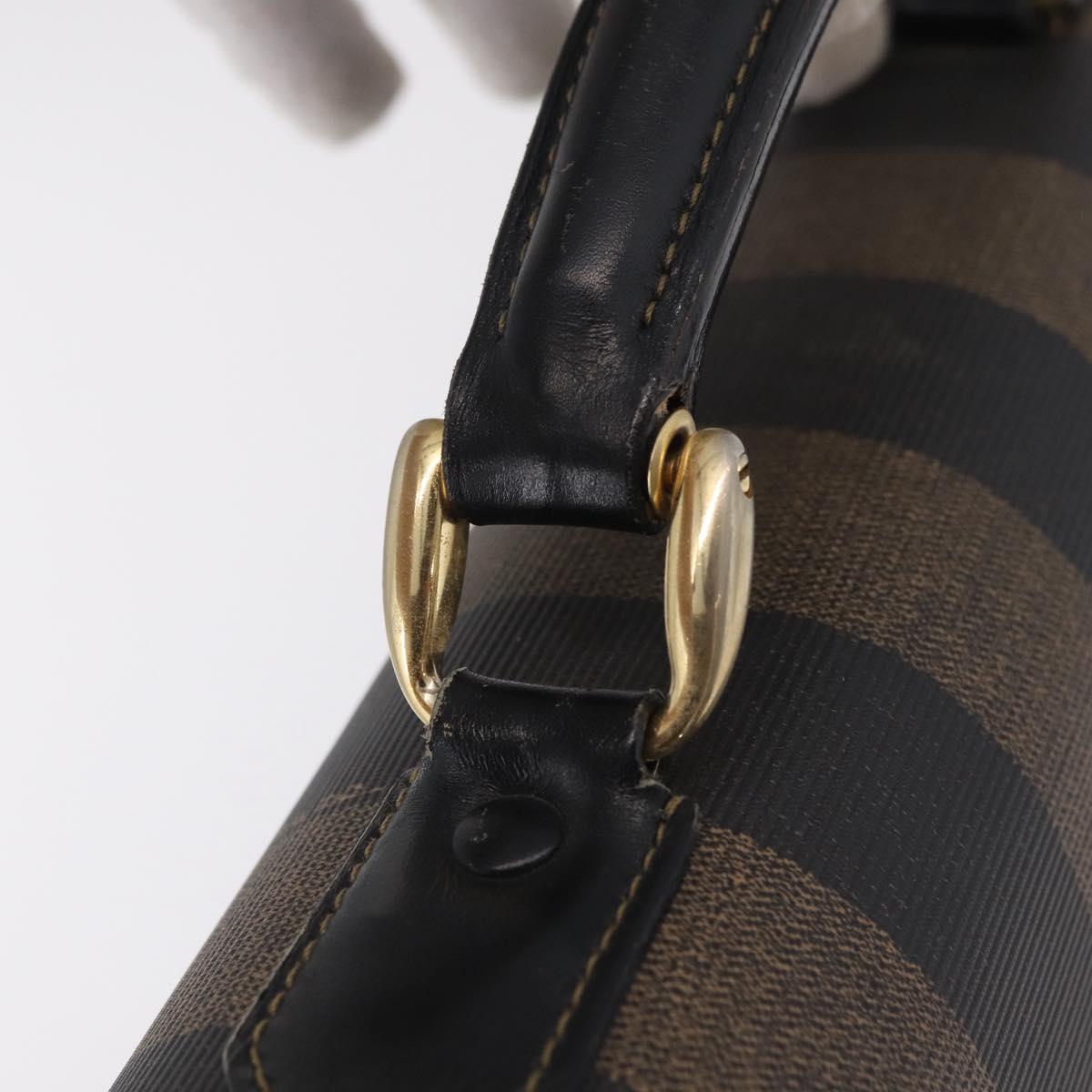 FENDI Pecan Canvas Business Bag PVC Brown Black gold Auth ep15873