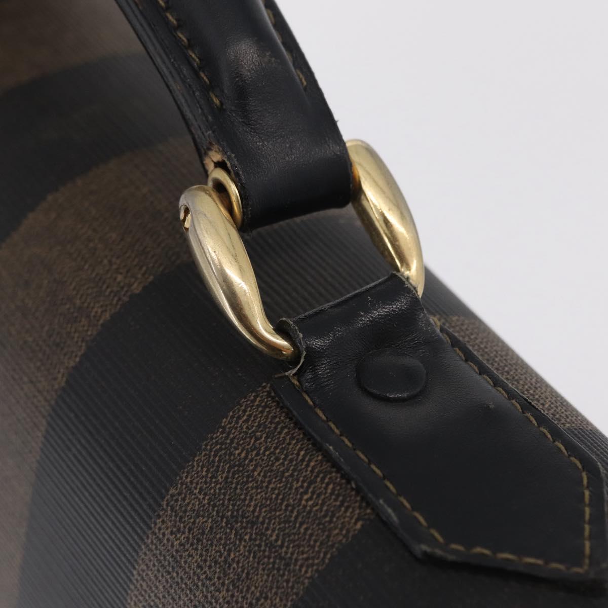FENDI Pecan Canvas Business Bag PVC Brown Black gold Auth ep15873