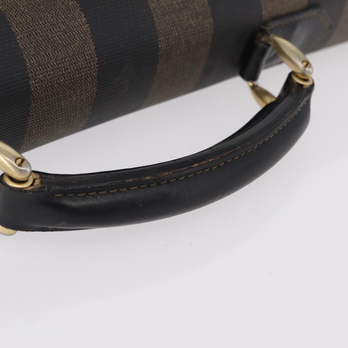 FENDI Pecan Canvas Business Bag PVC Brown Black gold Auth ep15873