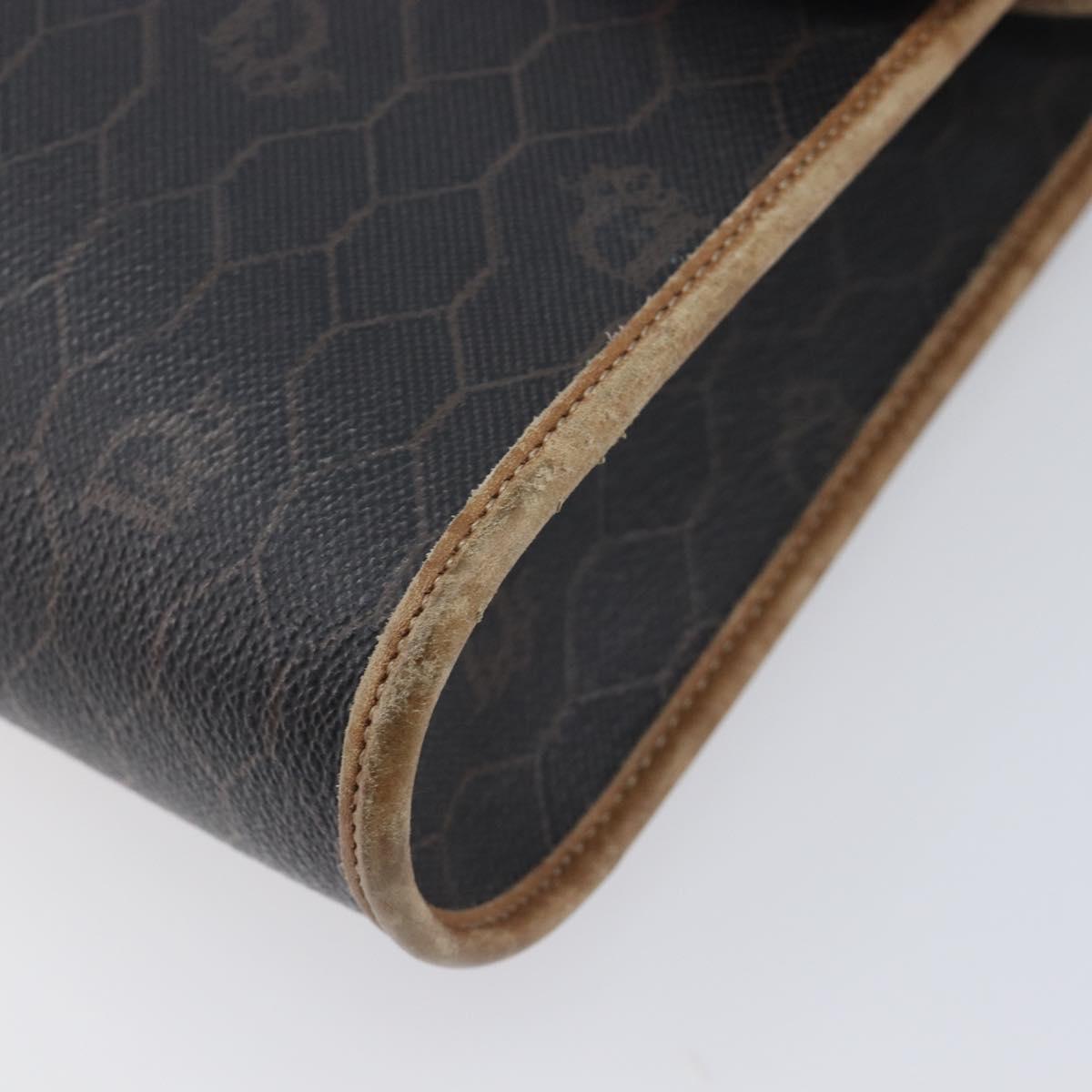 Christian Dior Honeycomb Canvas Shoulder Bag PVC Black Gold Auth ep15874