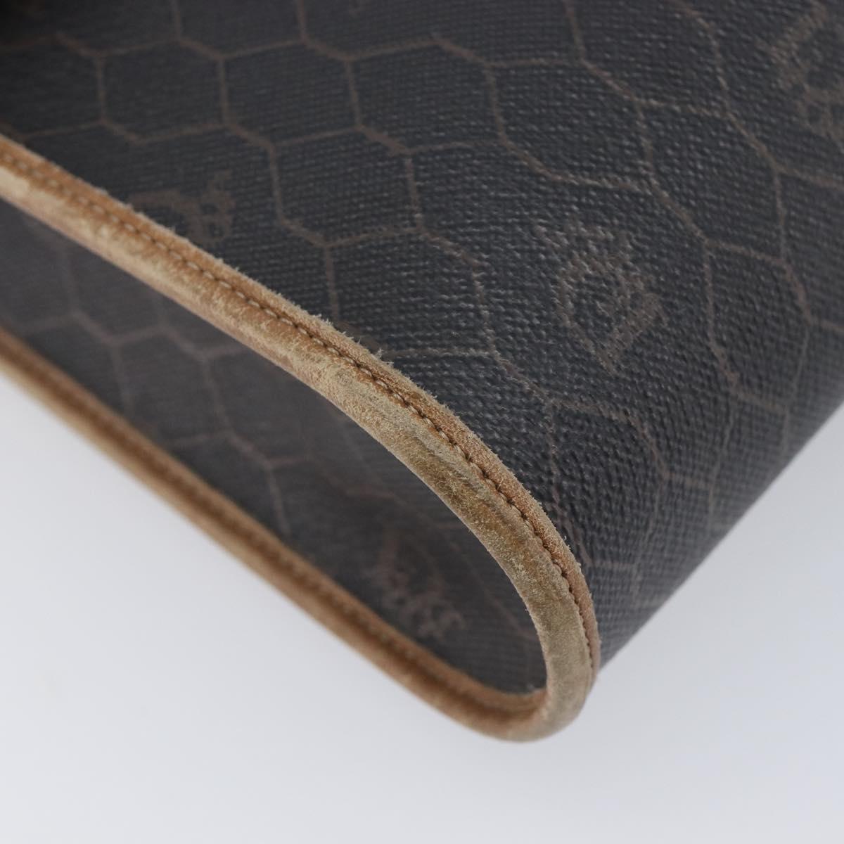 Christian Dior Honeycomb Canvas Shoulder Bag PVC Black Gold Auth ep15874
