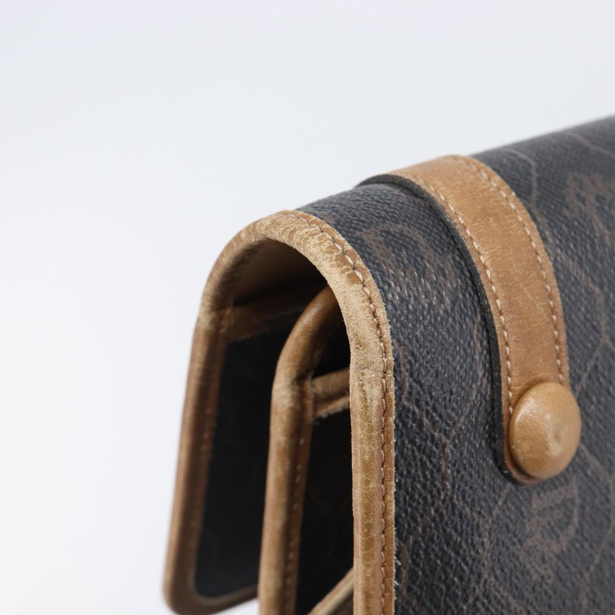 Christian Dior Honeycomb Canvas Shoulder Bag PVC Black Gold Auth ep15874
