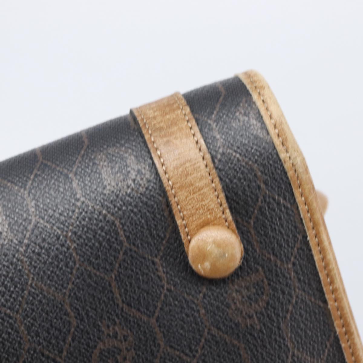 Christian Dior Honeycomb Canvas Shoulder Bag PVC Black Gold Auth ep15874
