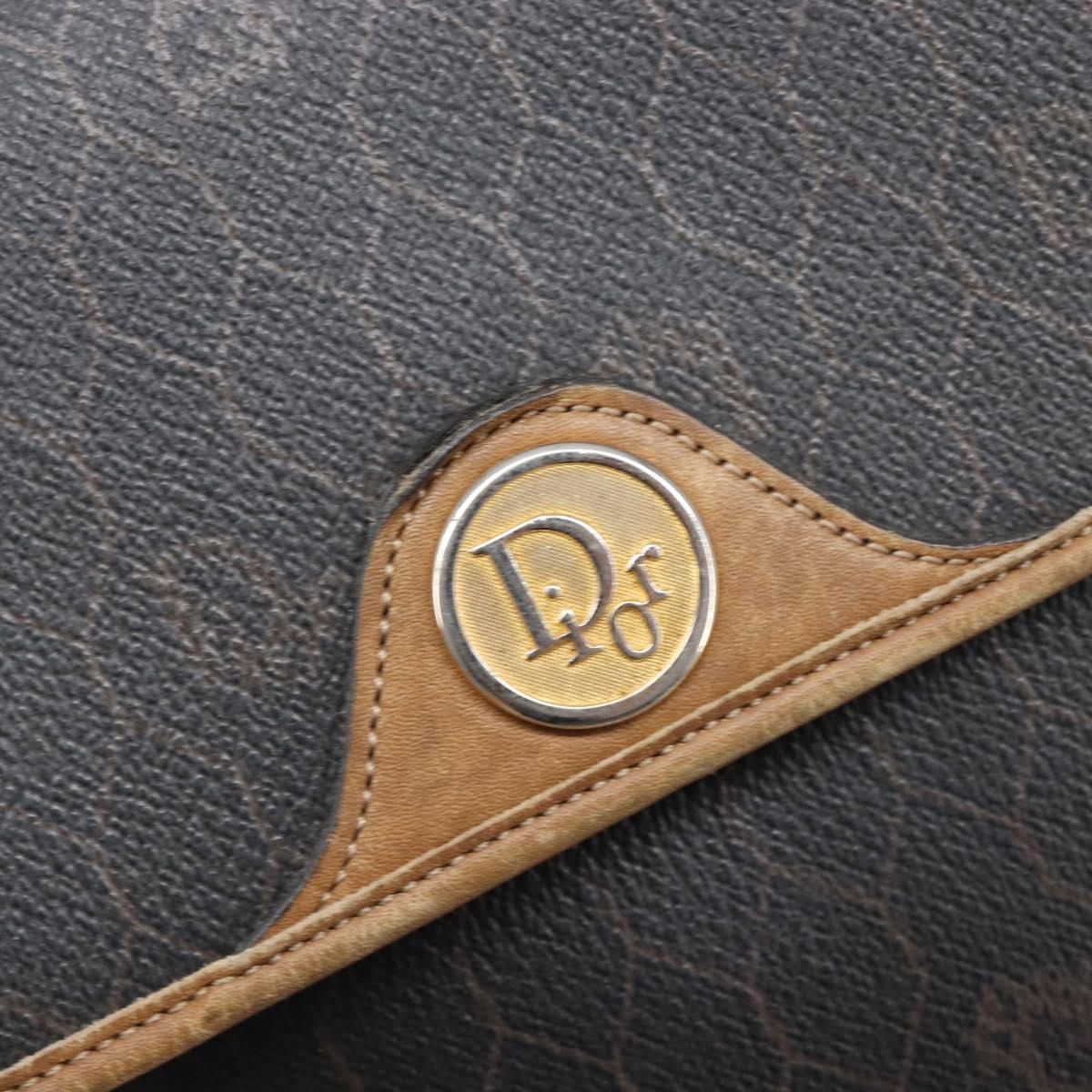 Christian Dior Honeycomb Canvas Shoulder Bag PVC Black Gold Auth ep15874