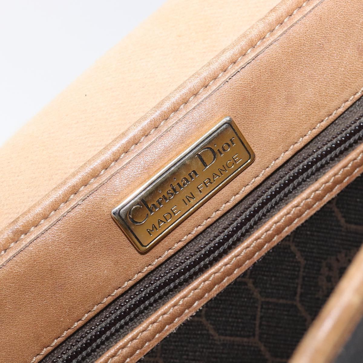 Christian Dior Honeycomb Canvas Shoulder Bag PVC Black Gold Auth ep15874