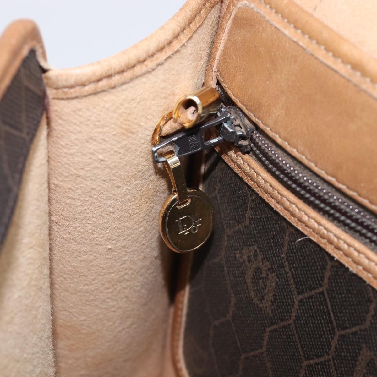Christian Dior Honeycomb Canvas Shoulder Bag PVC Black Gold Auth ep15874