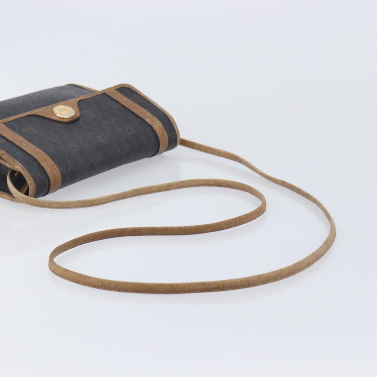 Christian Dior Honeycomb Canvas Shoulder Bag PVC Black Gold Auth ep15874
