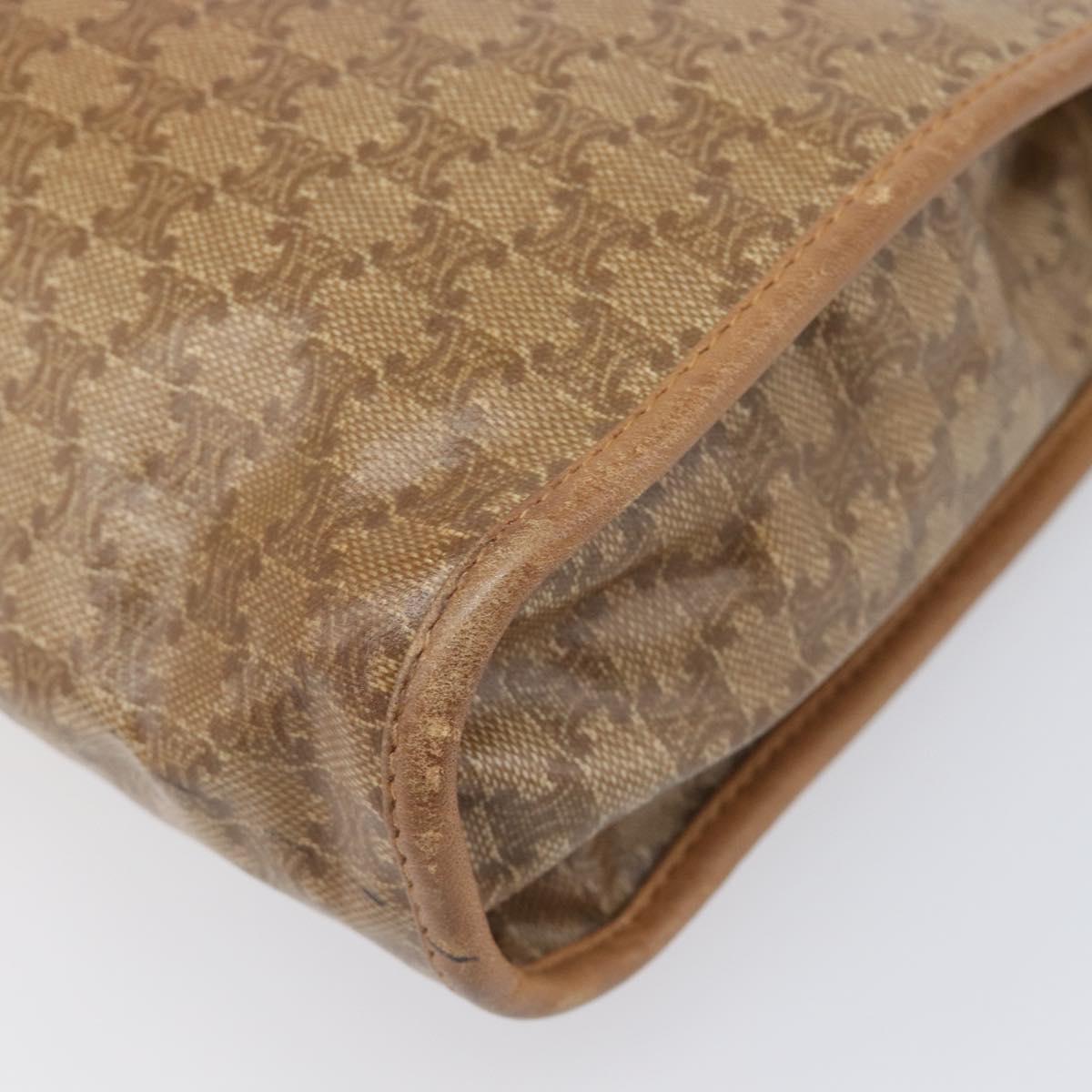 CELINE Macadam Clutch Bag PVC Beige Gold Auth ep15875