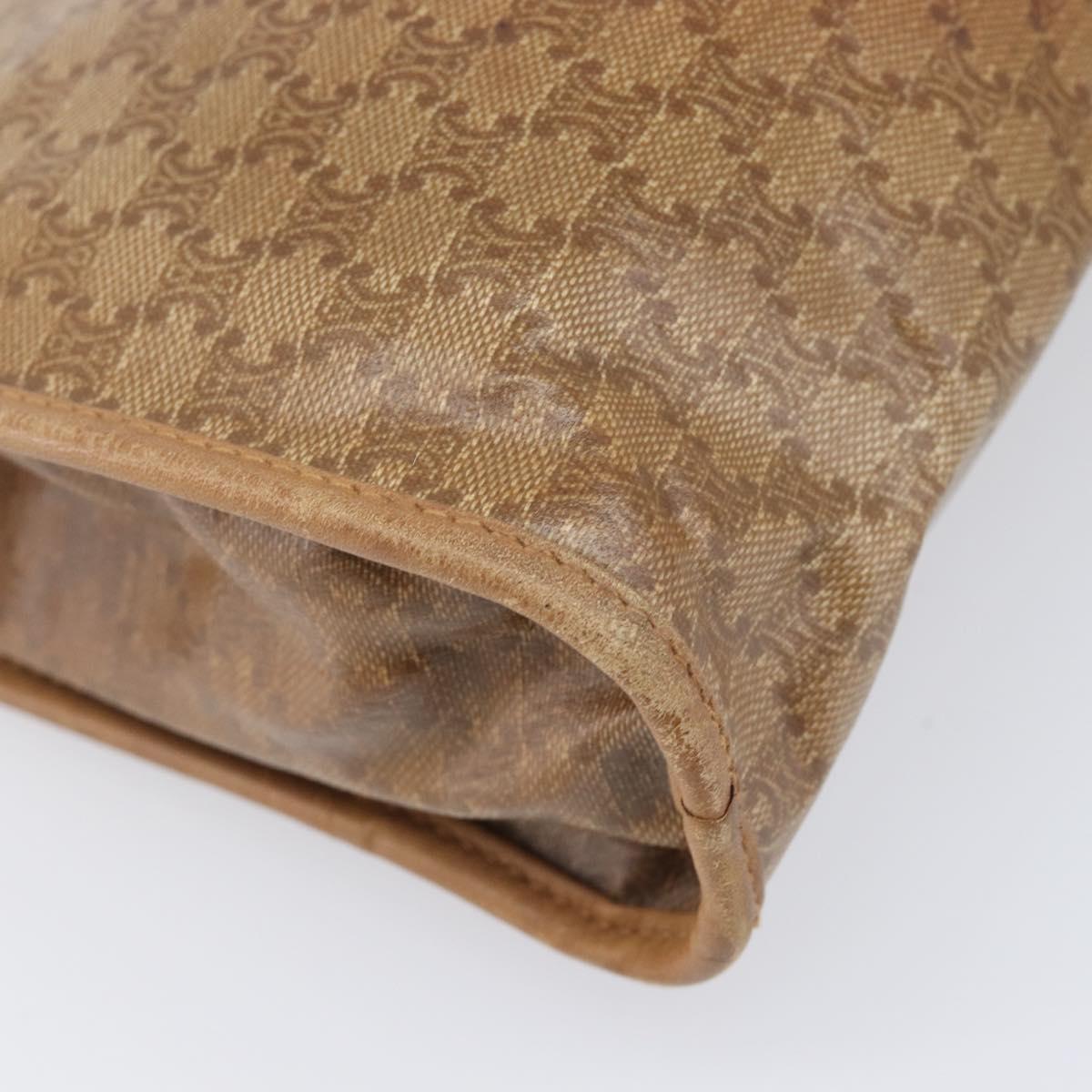 CELINE Macadam Clutch Bag PVC Beige Gold Auth ep15875