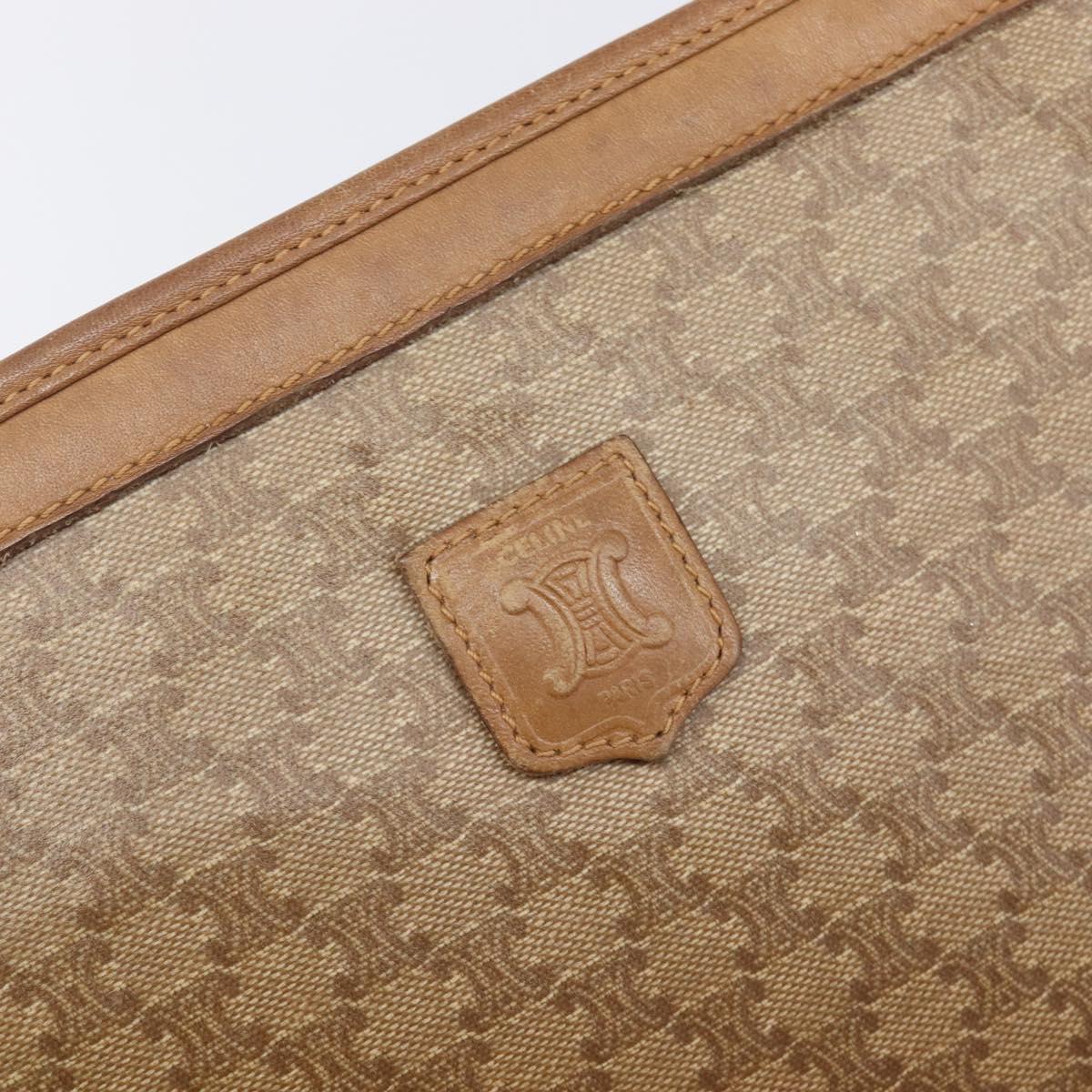 CELINE Macadam Clutch Bag PVC Beige Gold Auth ep15875
