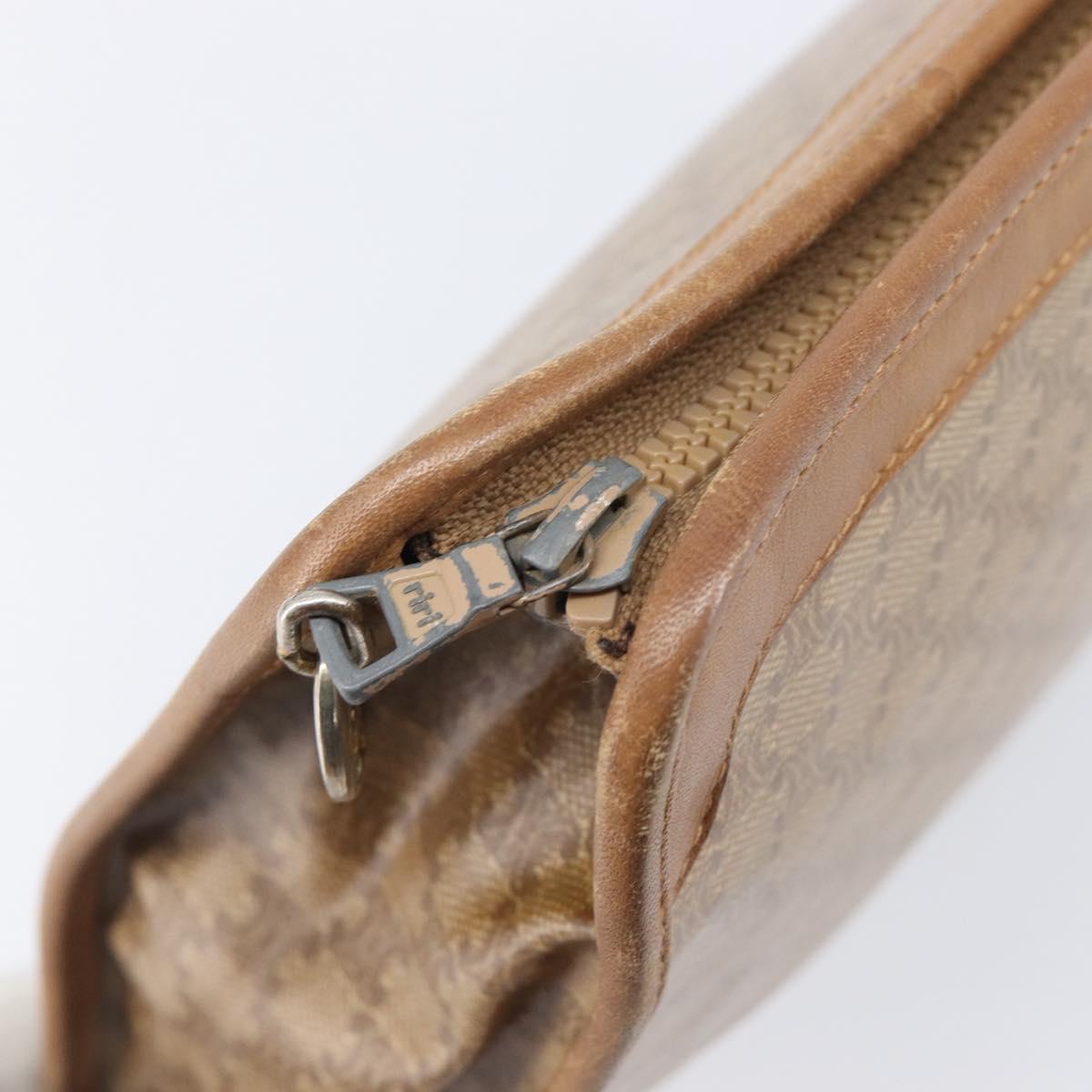 CELINE Macadam Clutch Bag PVC Beige Gold Auth ep15875