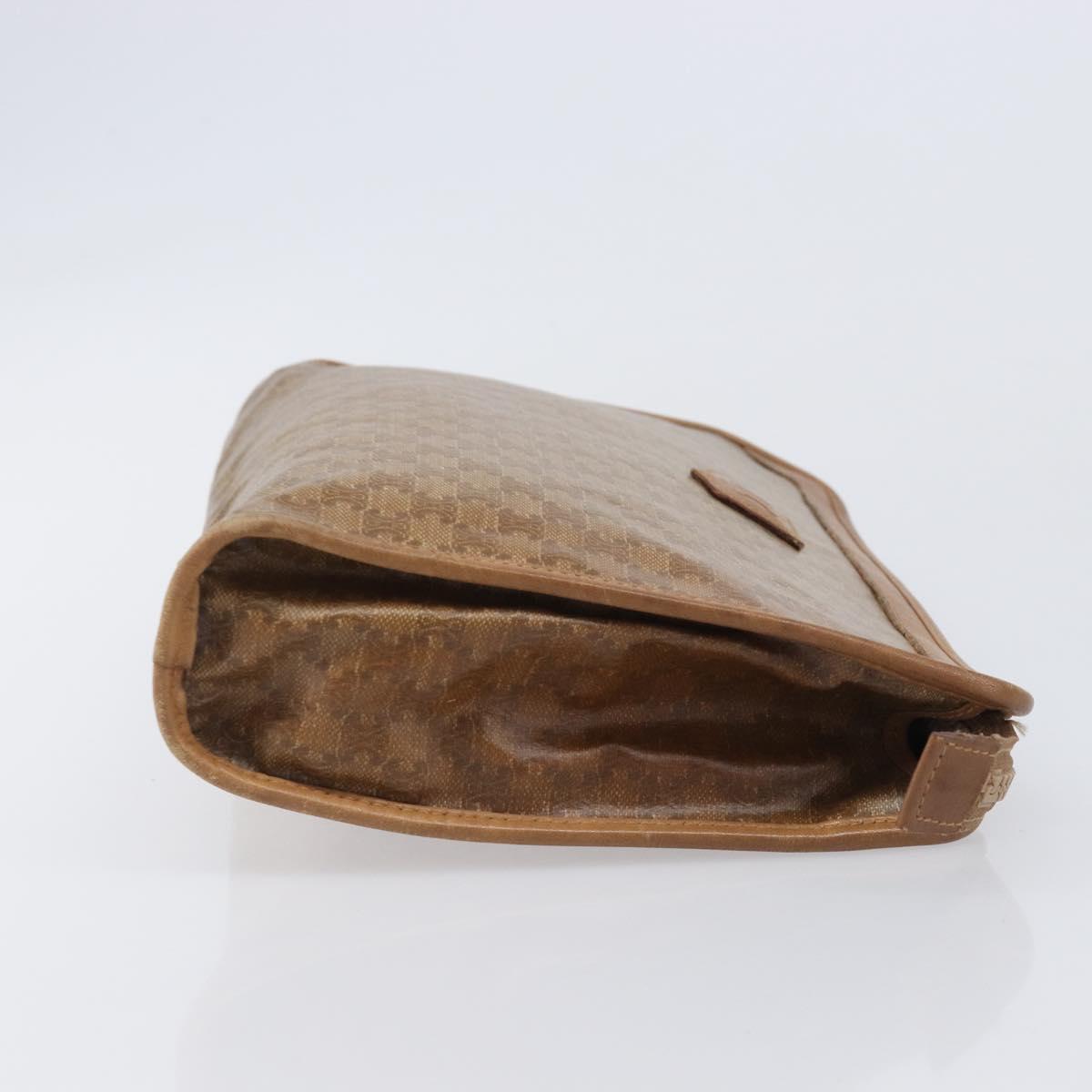 CELINE Macadam Clutch Bag PVC Beige Gold Auth ep15875