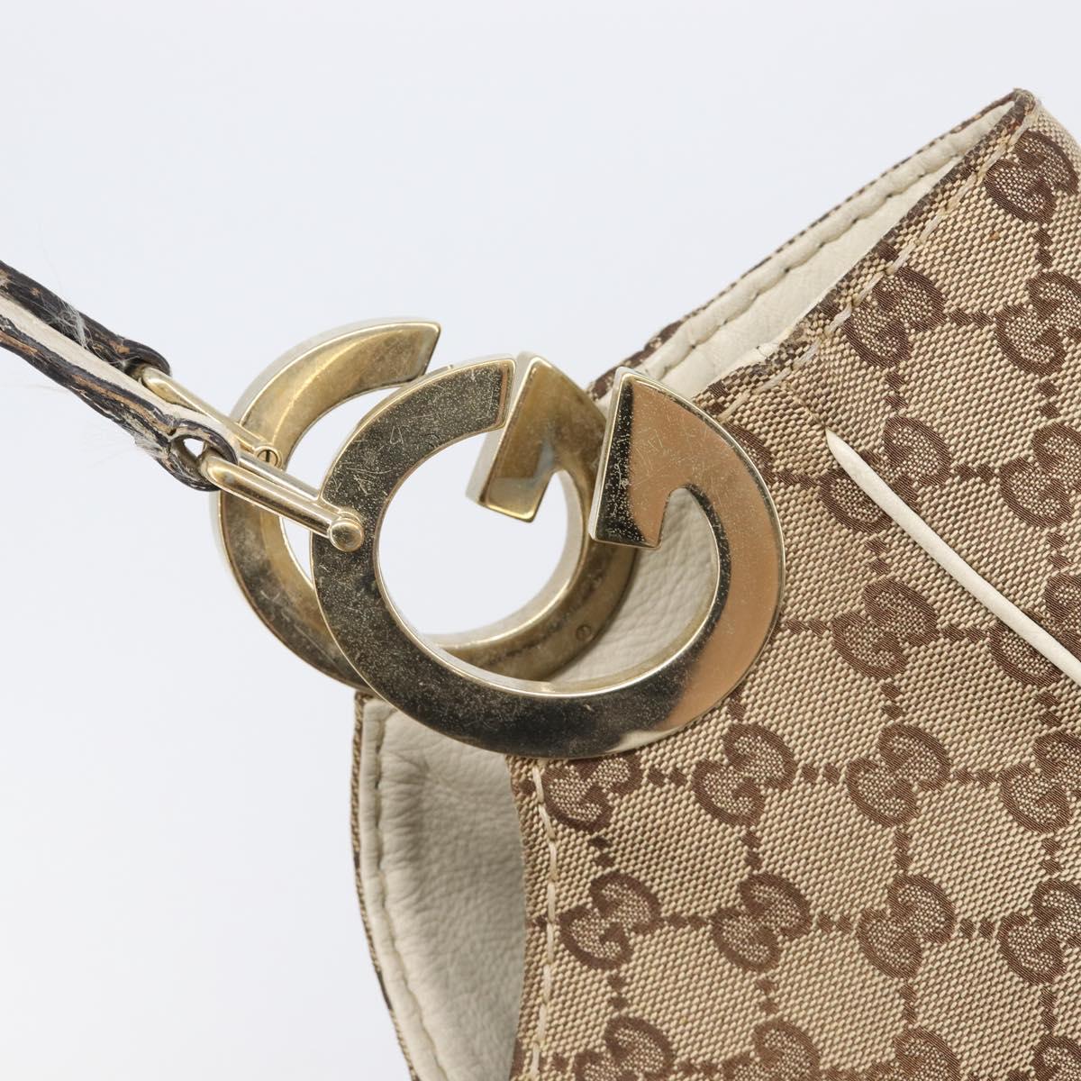 GUCCI GG Canvas Shoulder Bag Beige Gold 203504 Auth ep15878