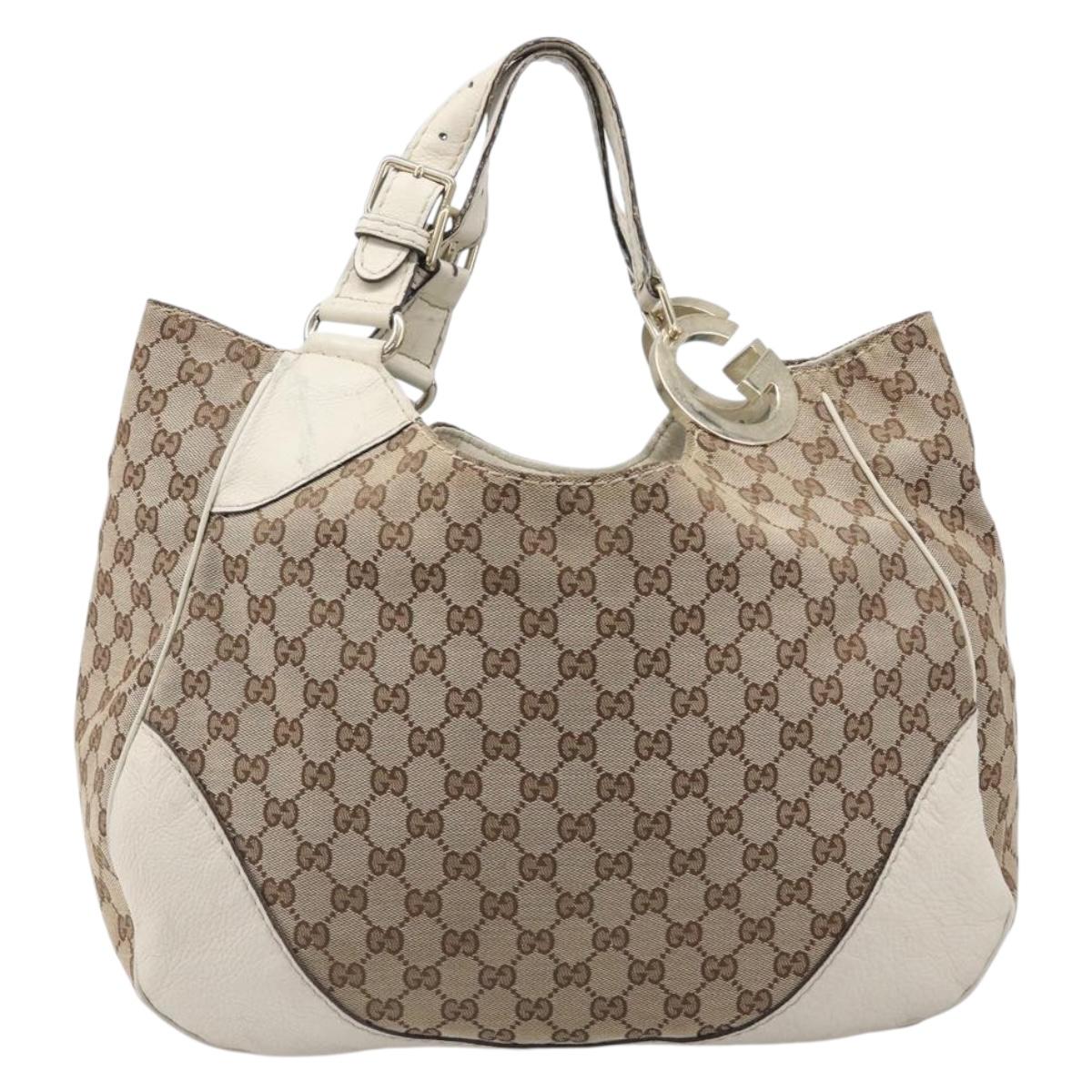 GUCCI GG Canvas Shoulder Bag Beige Gold 203504 Auth ep15878