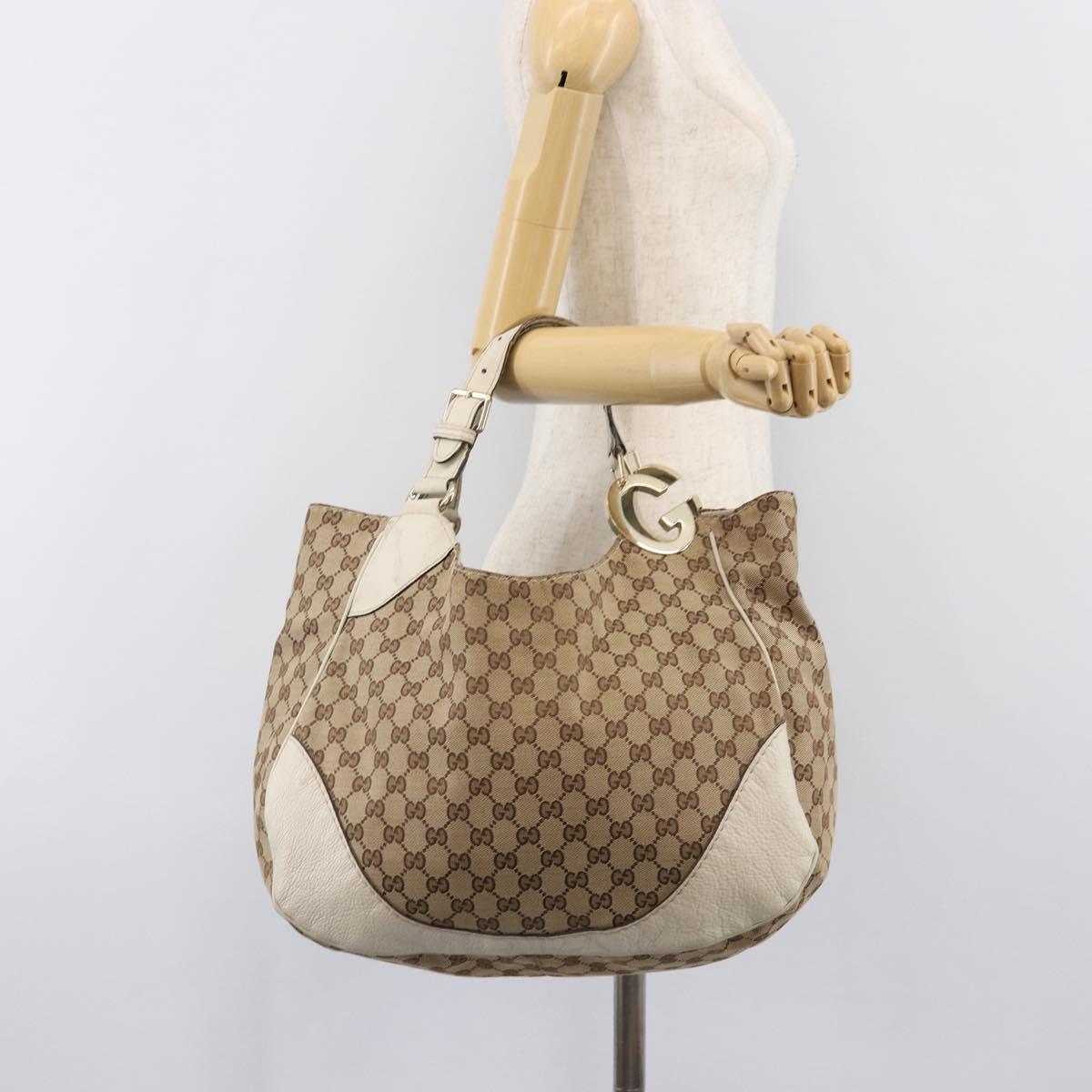 GUCCI GG Canvas Shoulder Bag Beige Gold 203504 Auth ep15878