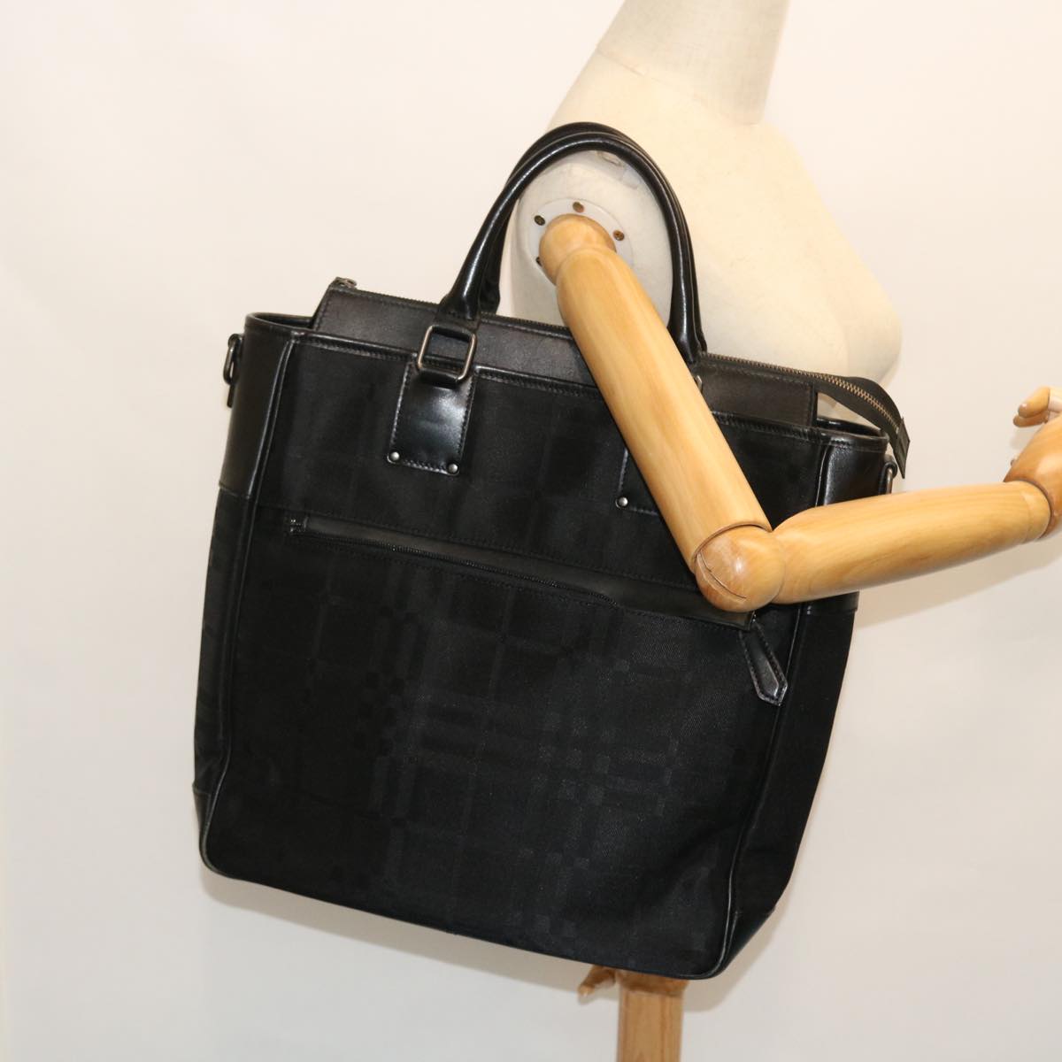 BURBERRY Tote Bag Canvas Black Auth ep1588