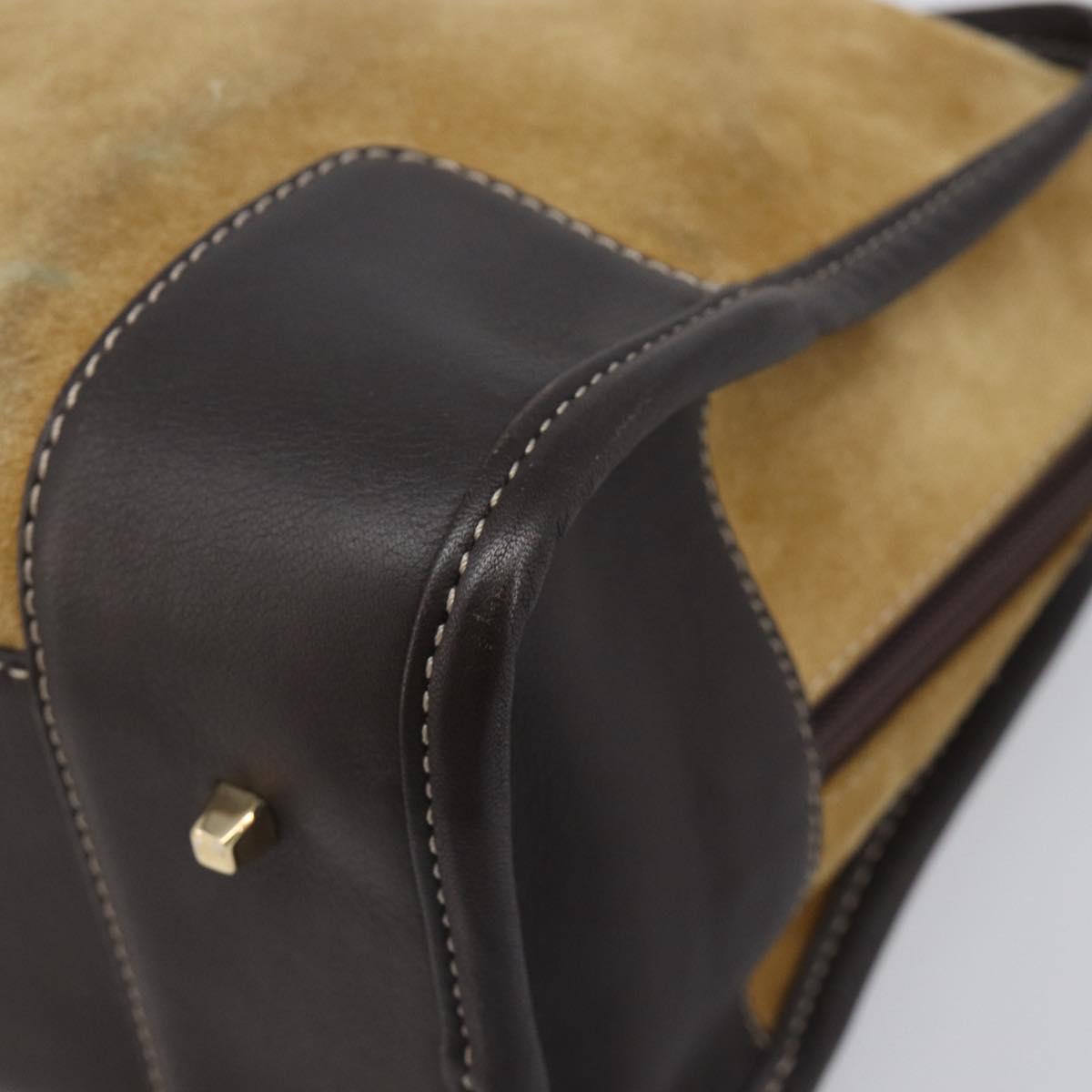 LOEWE Americana 28 Hand Bag Suede Beige Gold Auth ep15888