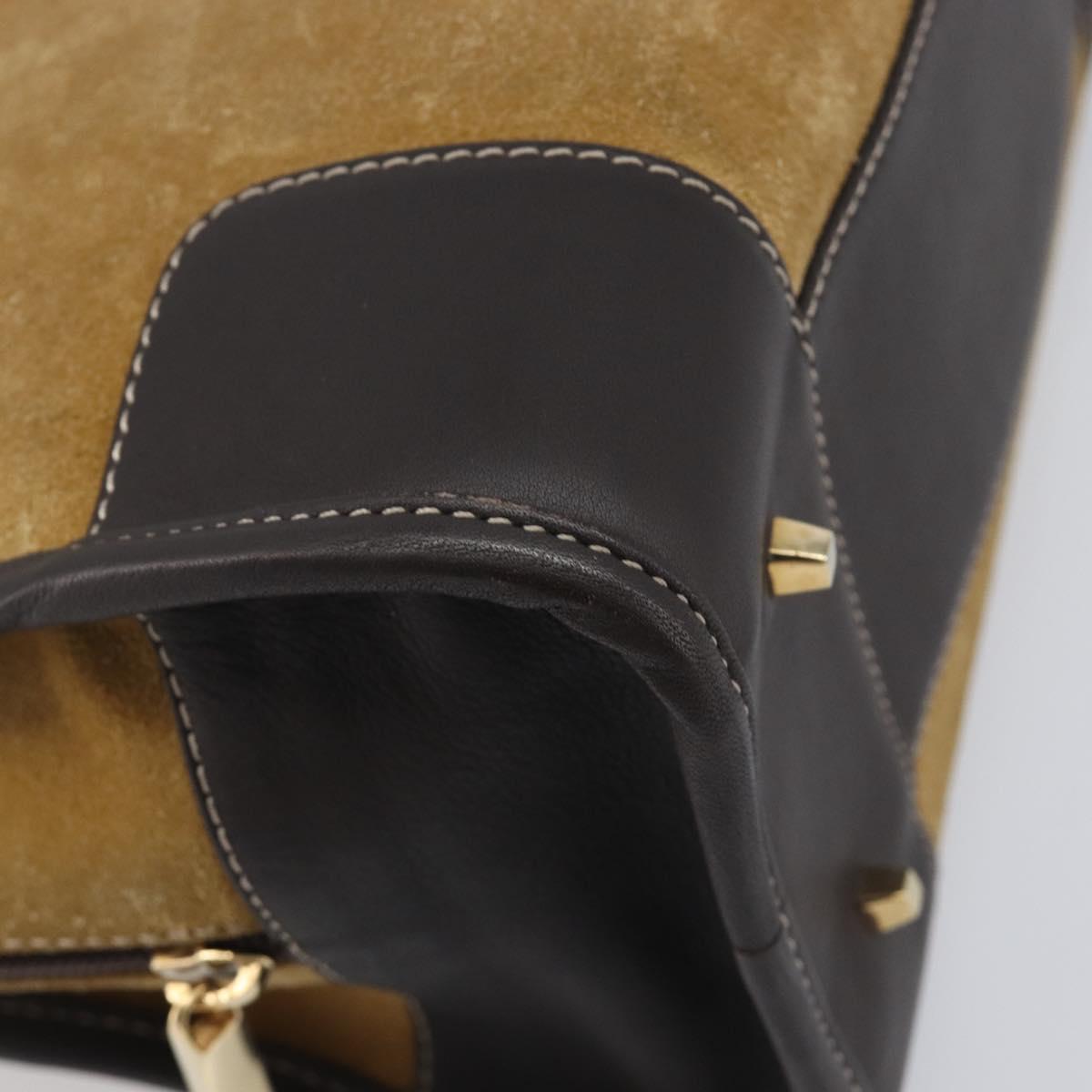 LOEWE Americana 28 Hand Bag Suede Beige Gold Auth ep15888