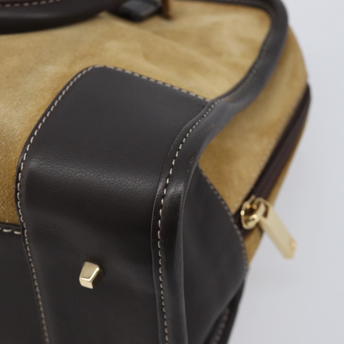 LOEWE Americana 28 Hand Bag Suede Beige Gold Auth ep15888