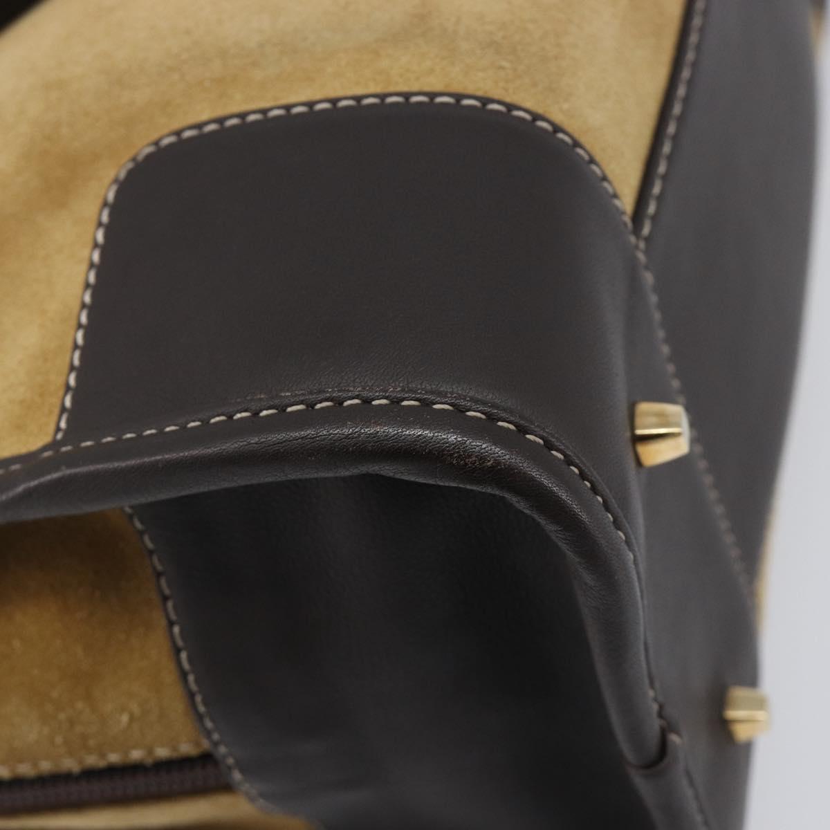 LOEWE Americana 28 Hand Bag Suede Beige Gold Auth ep15888