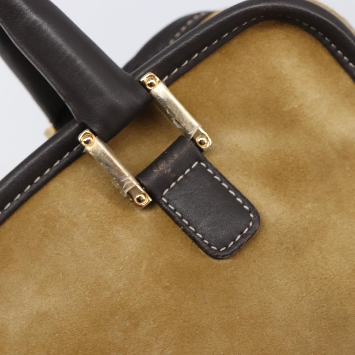 LOEWE Americana 28 Hand Bag Suede Beige Gold Auth ep15888