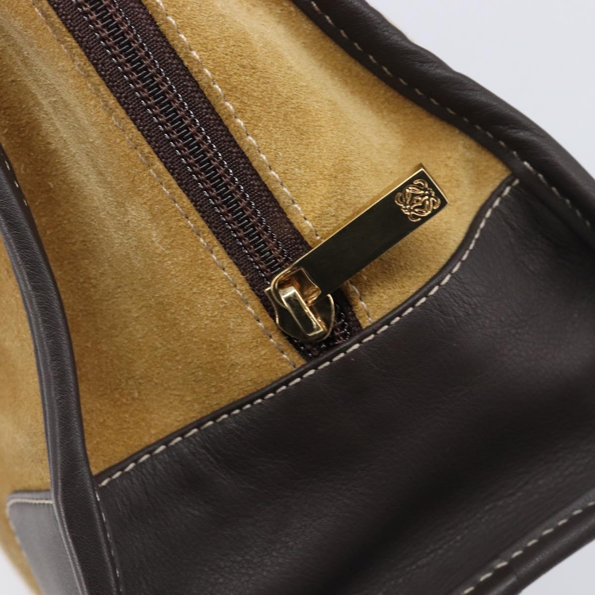 LOEWE Americana 28 Hand Bag Suede Beige Gold Auth ep15888