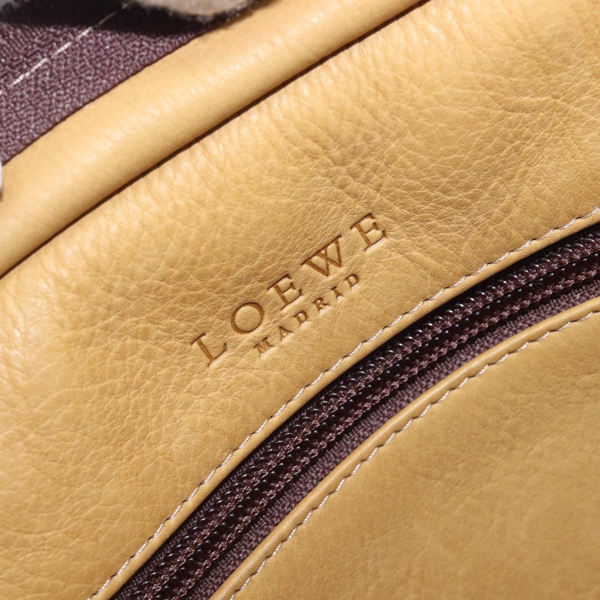 LOEWE Americana 28 Hand Bag Suede Beige Gold Auth ep15888