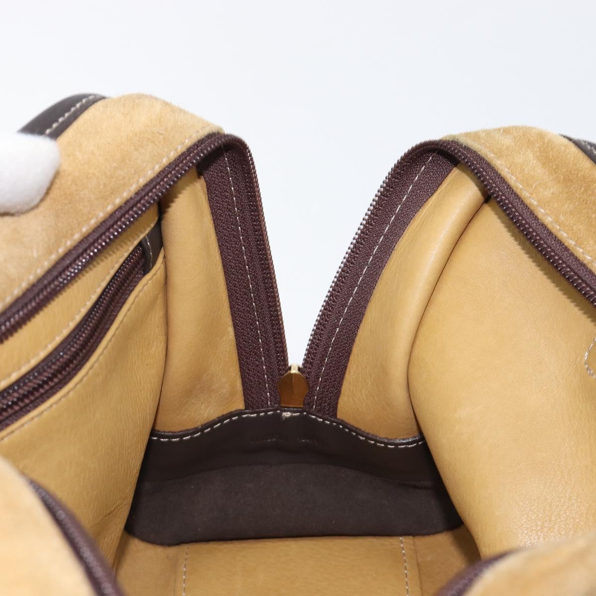 LOEWE Americana 28 Hand Bag Suede Beige Gold Auth ep15888