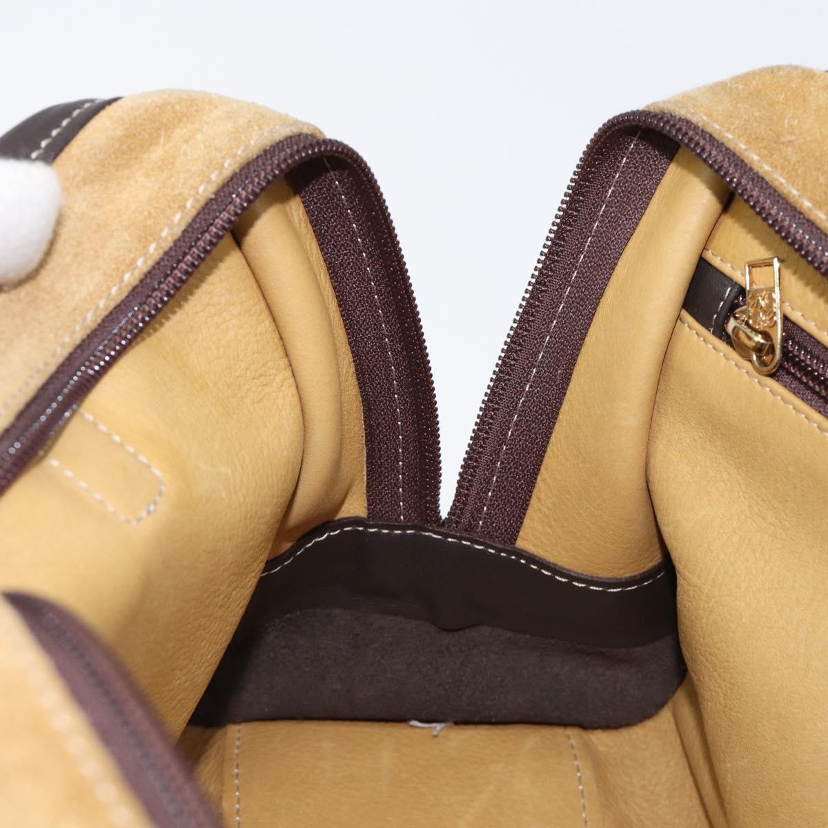 LOEWE Americana 28 Hand Bag Suede Beige Gold Auth ep15888