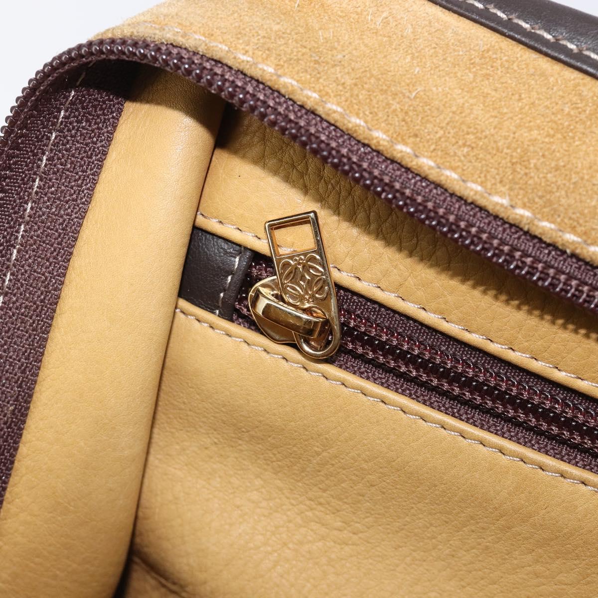 LOEWE Americana 28 Hand Bag Suede Beige Gold Auth ep15888