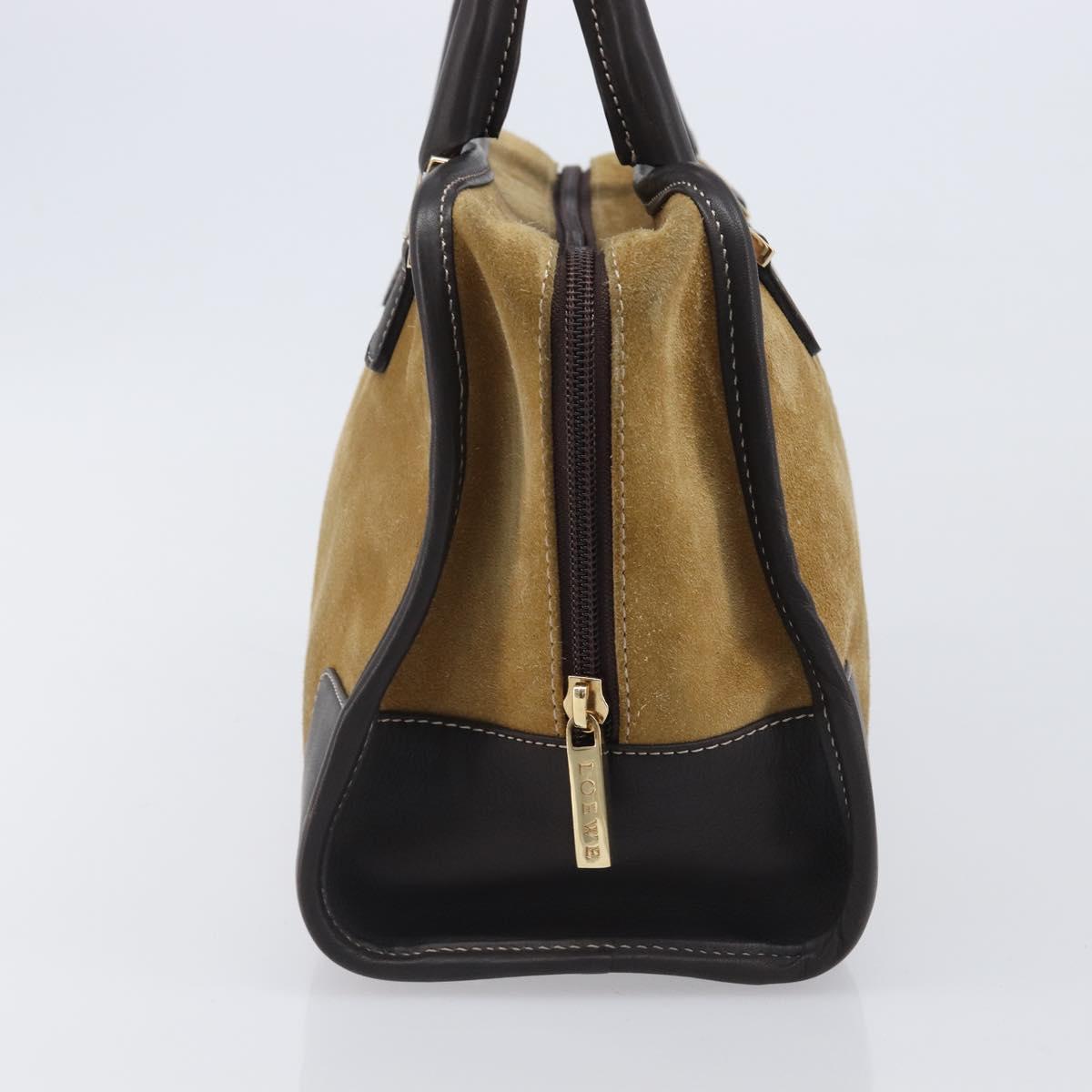 LOEWE Americana 28 Hand Bag Suede Beige Gold Auth ep15888