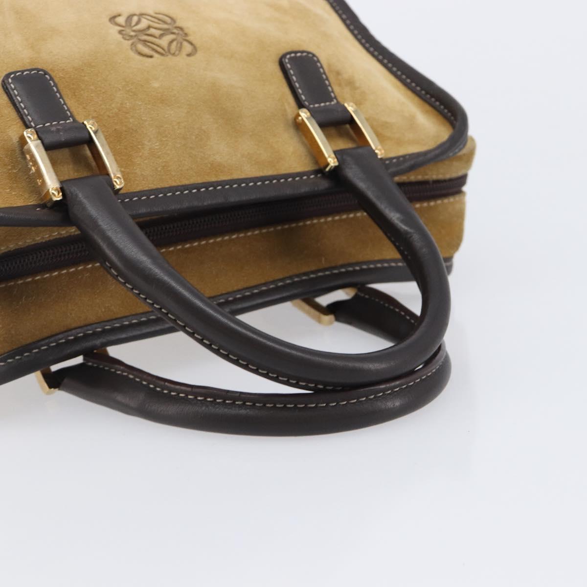 LOEWE Americana 28 Hand Bag Suede Beige Gold Auth ep15888