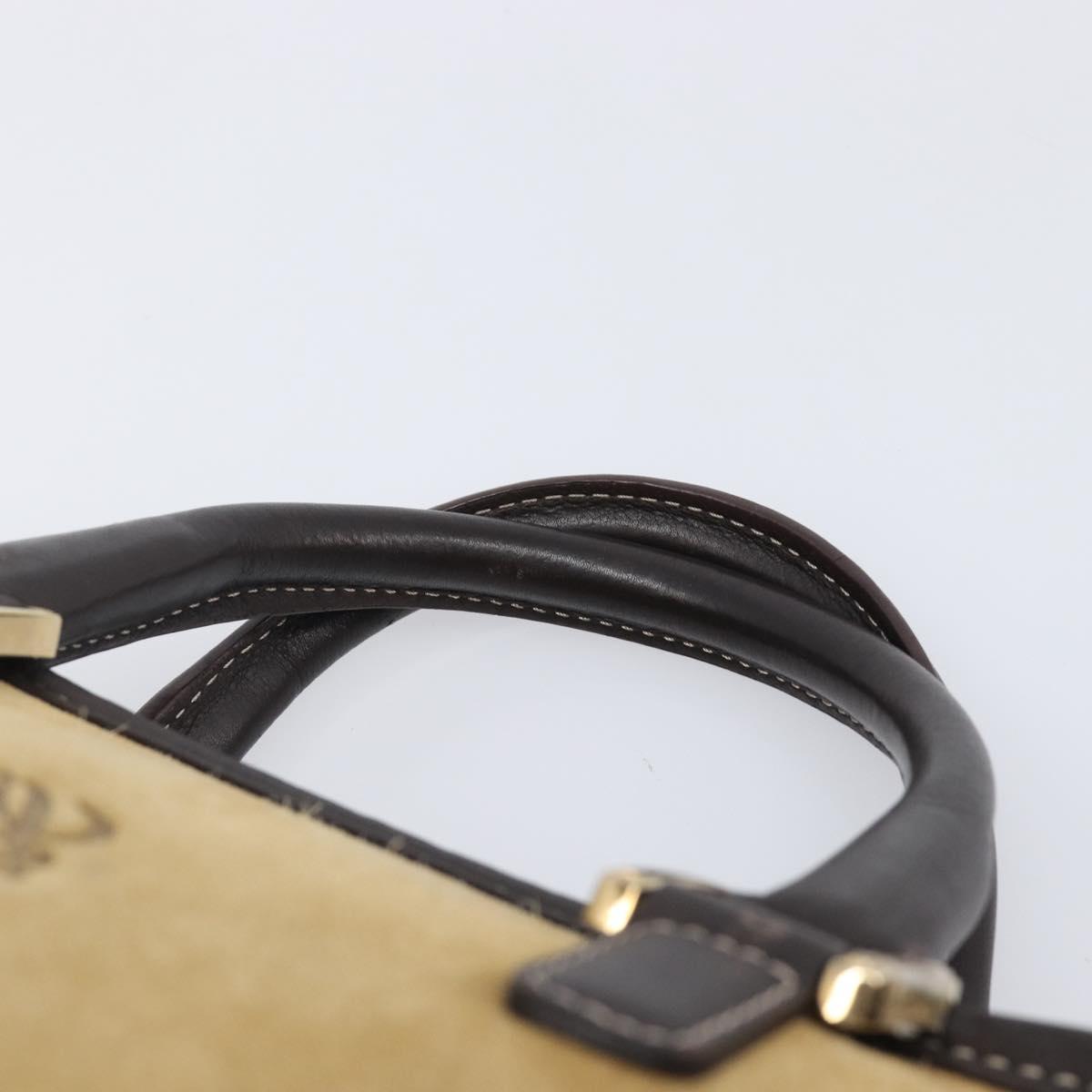 LOEWE Americana 28 Hand Bag Suede Beige Gold Auth ep15888