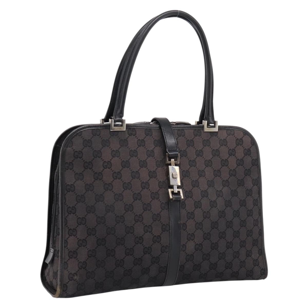 GUCCI GG Canvas Hand Bag Black Silver 002  1072 Auth ep15889