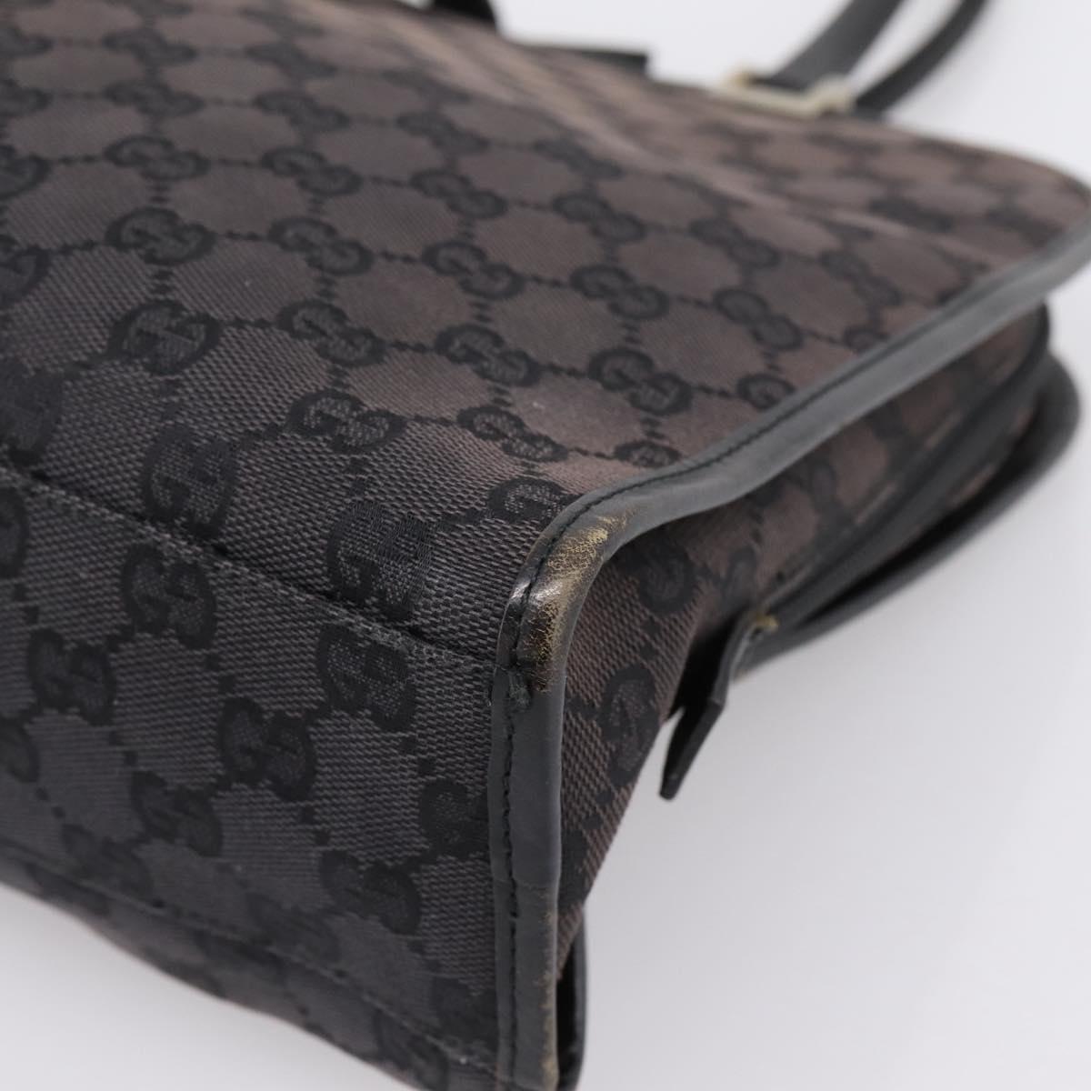 GUCCI GG Canvas Hand Bag Black Silver 002  1072 Auth ep15889