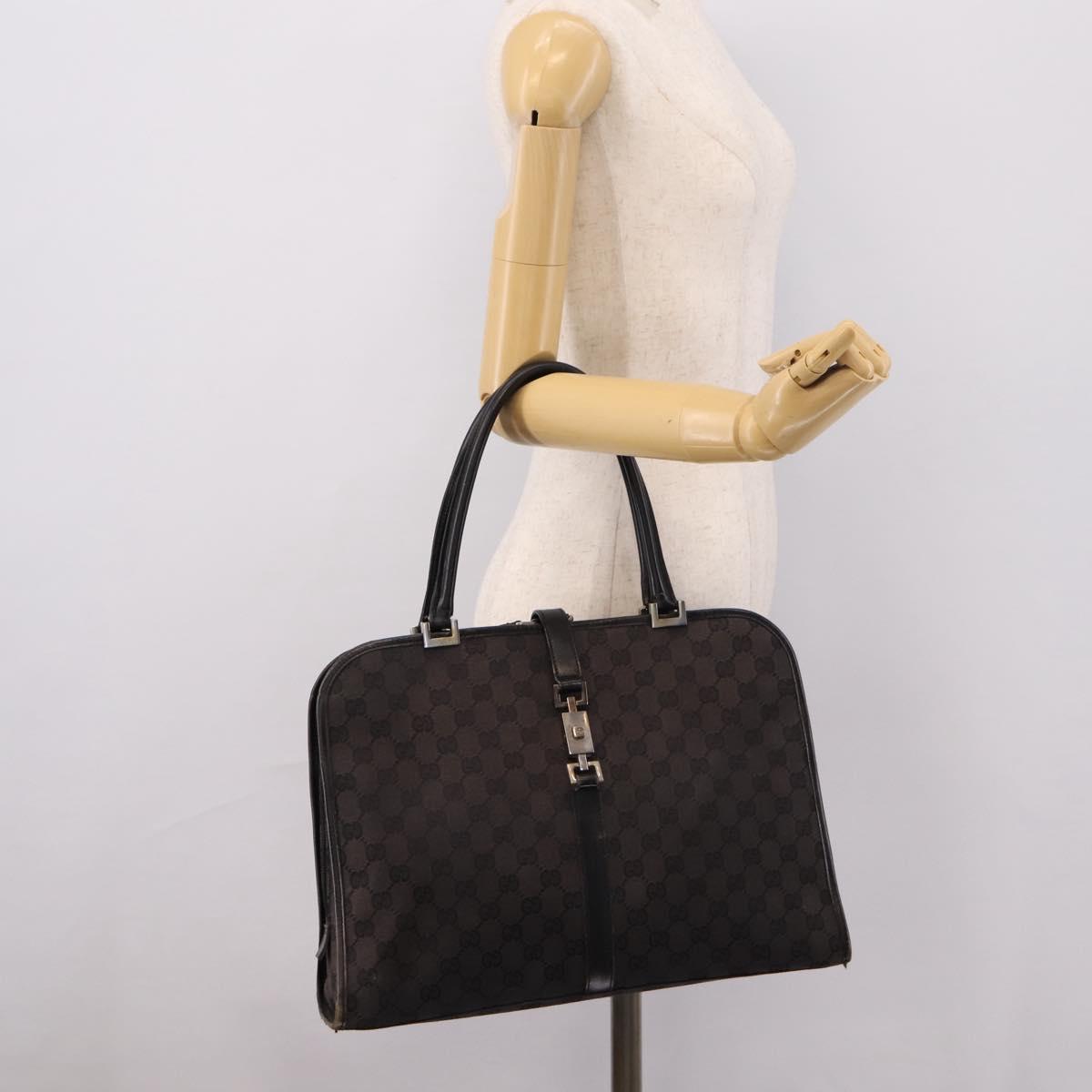 GUCCI GG Canvas Hand Bag Black Silver 002  1072 Auth ep15889
