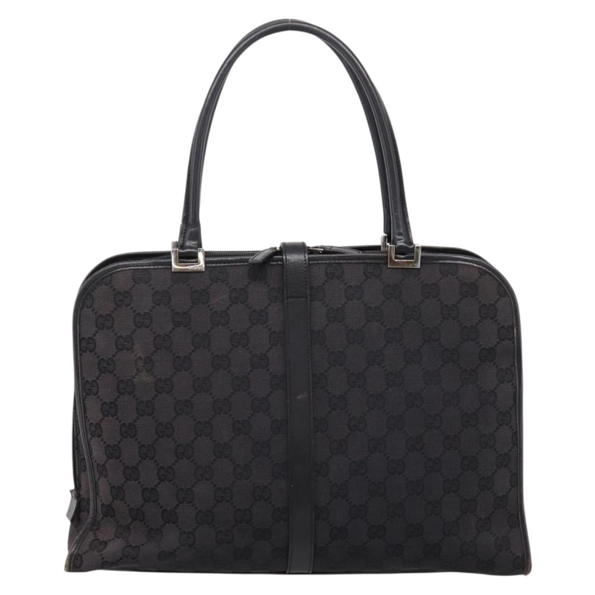 GUCCI GG Canvas Hand Bag Black Silver 002  1072 Auth ep15889