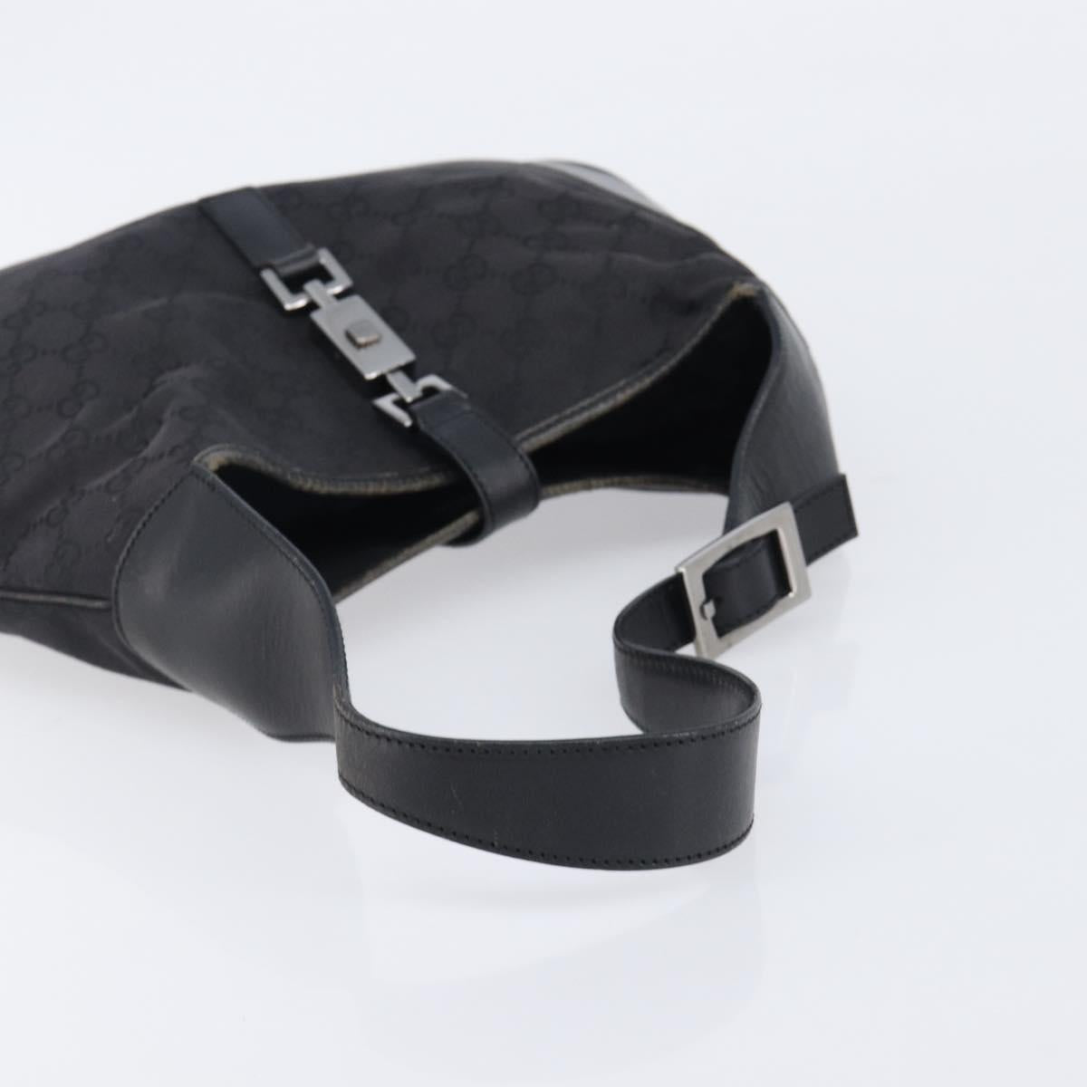 GUCCI GG Canvas Jackie Shoulder Bag Black Silver 001 3306 Auth ep15894